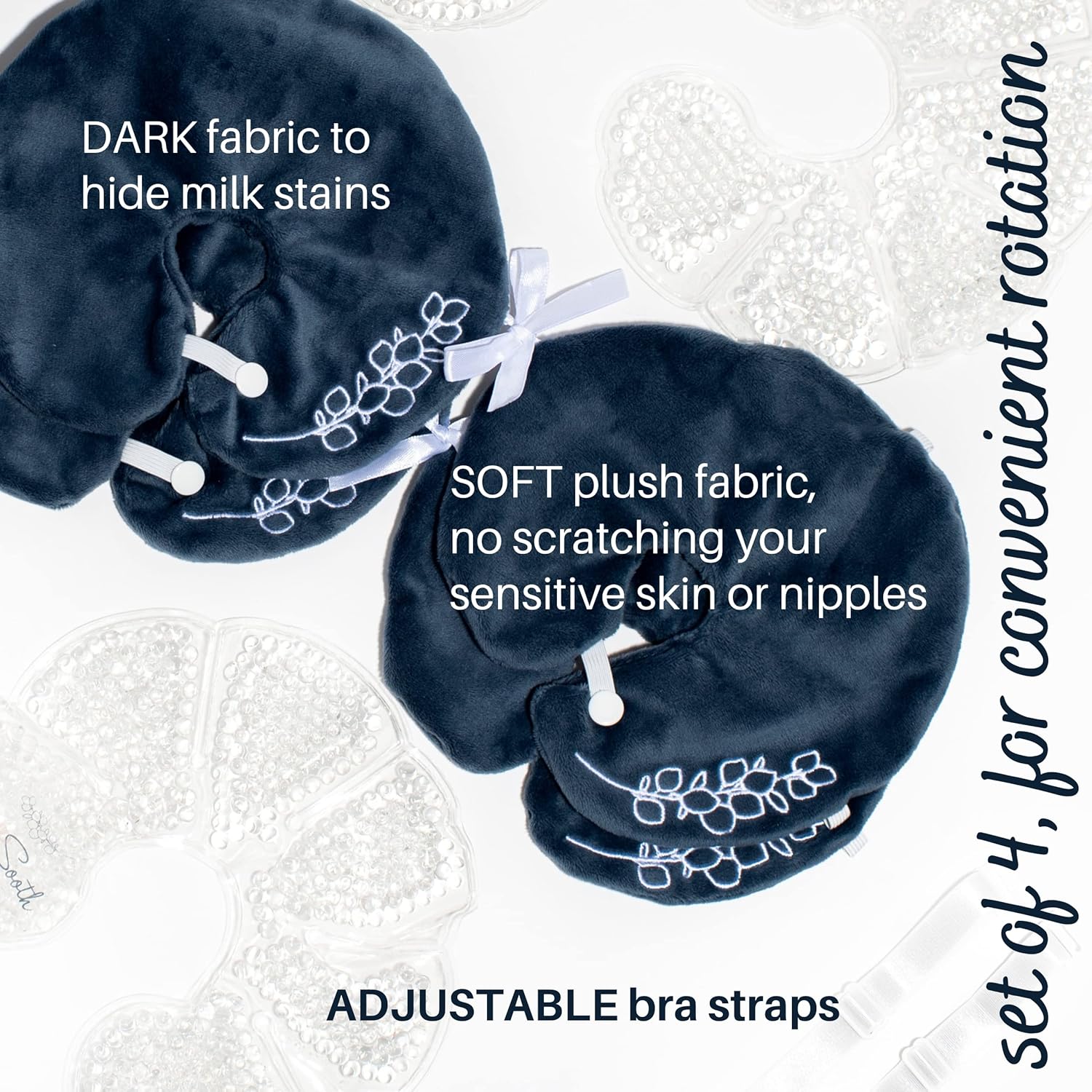 Breast Therapy Pack, 4 Breast Ice Packs for Breastfeeding, Clogged Milk