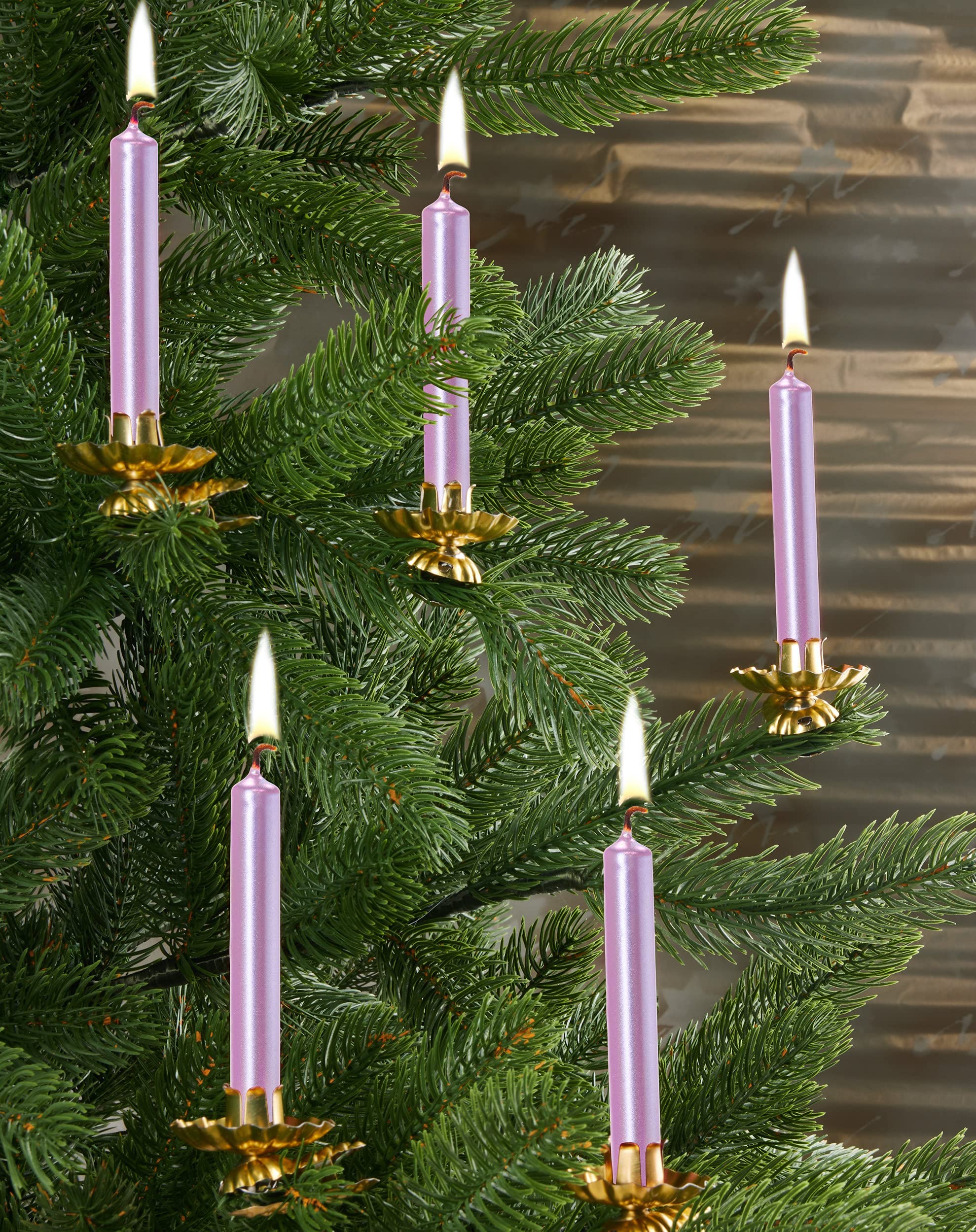 BRUBAKER - Bougies de Noël en Cire - Lot de 200 - Idéales pour Sapin & Pyramide de Noël - 1,25 cm - Lilas