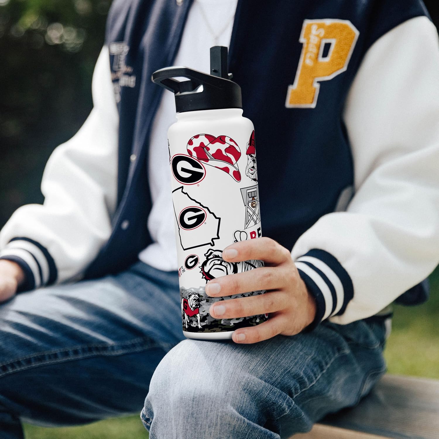 Logo Brands NCAA Native 34 oz Quencher Water Bottle - | Local Icons Design | Double-Wall Insulated| Leak-Proof Lid & Built-In Straw - Image 5