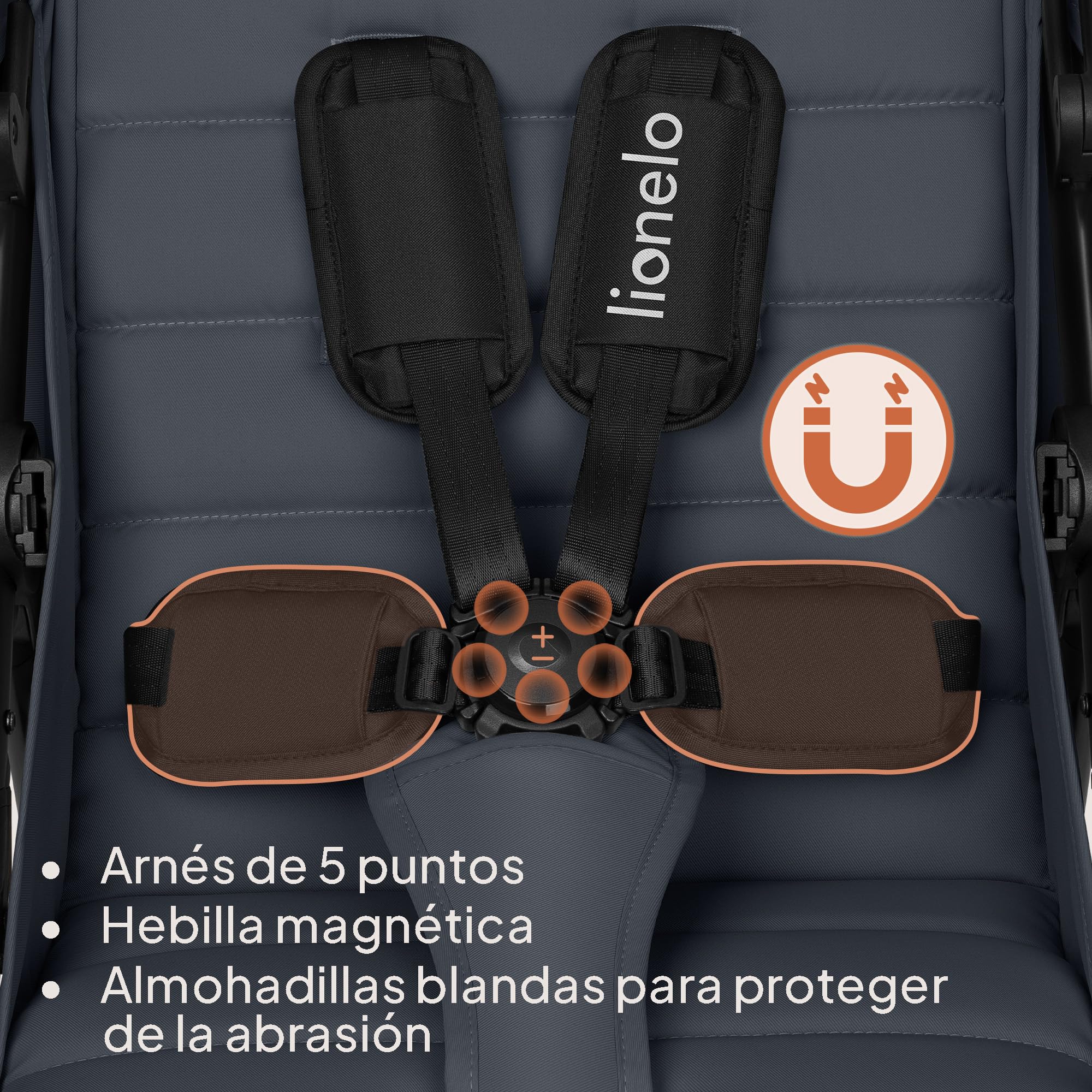 LIONELO IVA Silla Paseo Ligera Hasta 22 kg de 6 m a 4 años Ruedas Giratorias 360° Suspensión Total Ajuste del Manillar Respaldo y Reposapiés y Capota XXL UPF50+ Tejido Premium
