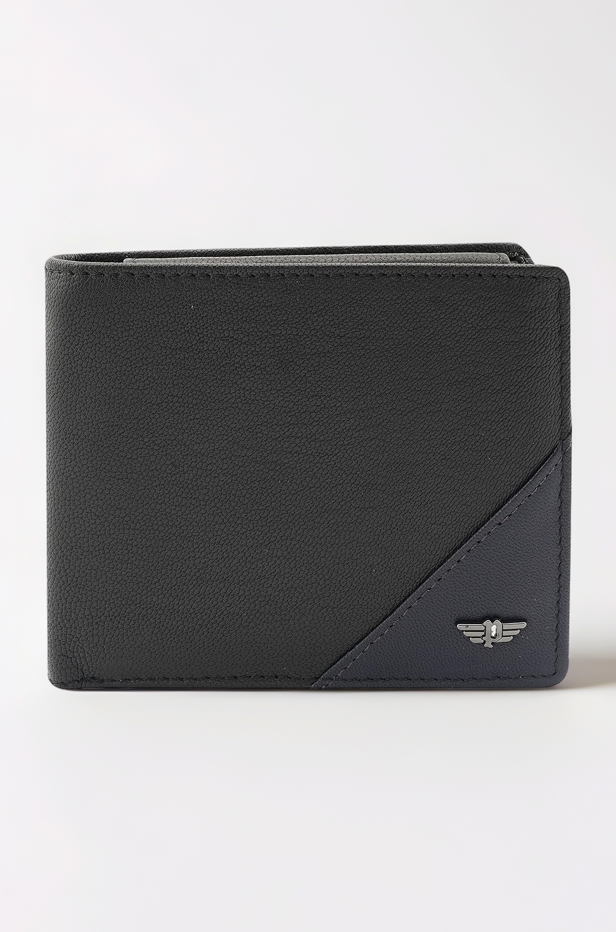 Men Navy Black Color Groix Over Flap Coin Leather Wallet