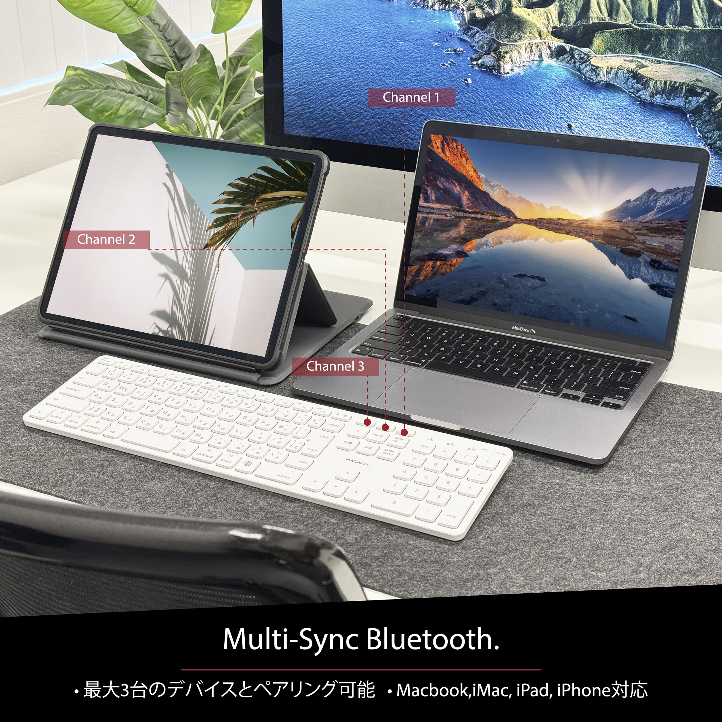 Amazon | MACALLY Bluetooth - 互換性のある Apple 大型キーボード