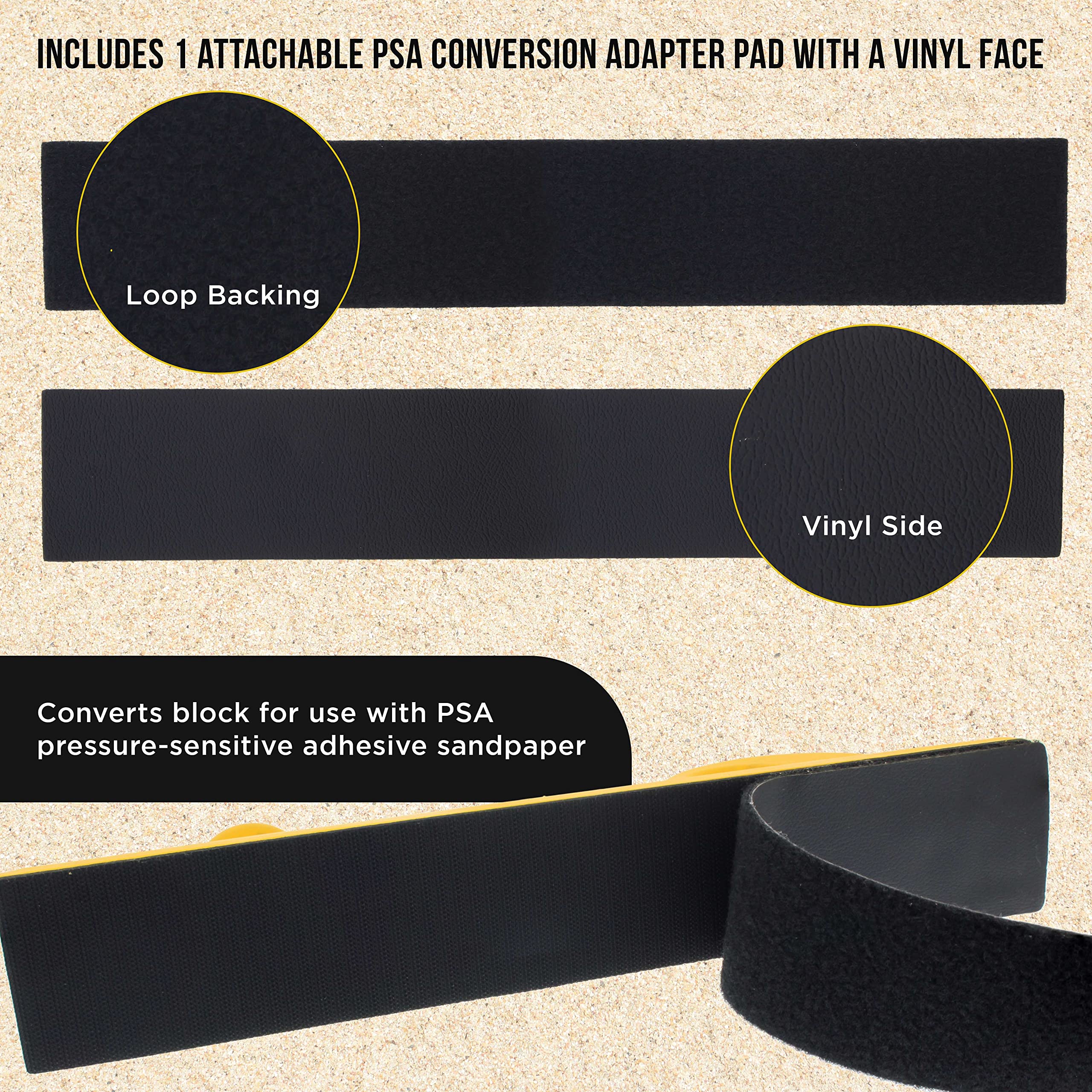 Dura-Gold Pro Series - Bloque rígido de lijado a mano para longboard con respaldo de velcro y almohadilla adaptadora de conversión de respaldo PSA, para rollos continuos o hojas de papel de lija de 16