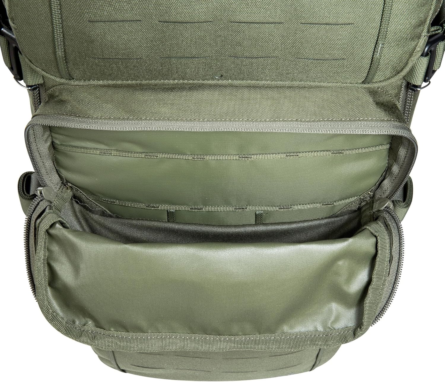 Tasmanian Tiger Modular Combat Pack 24 Short Length – Adjustable Lightweight Tactical Backpack 24L with MOLLE Laser-Cut and Ergonomic Carry System, Olive