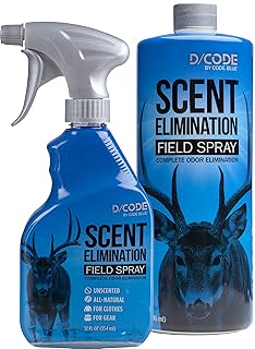D/CODE by Code Blue Scent Elimination Field Spray, Unscented, 12 fl oz with 32 fl oz Refill