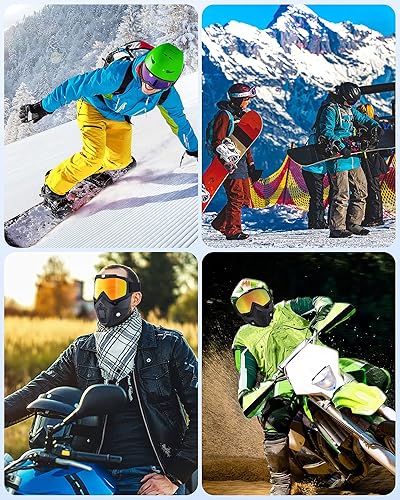 Miniatura 7 de Frienda 2 piezas de gafas para motocicleta, gafas de casco para motocicleta con cubierta facial (colorido, dorado)