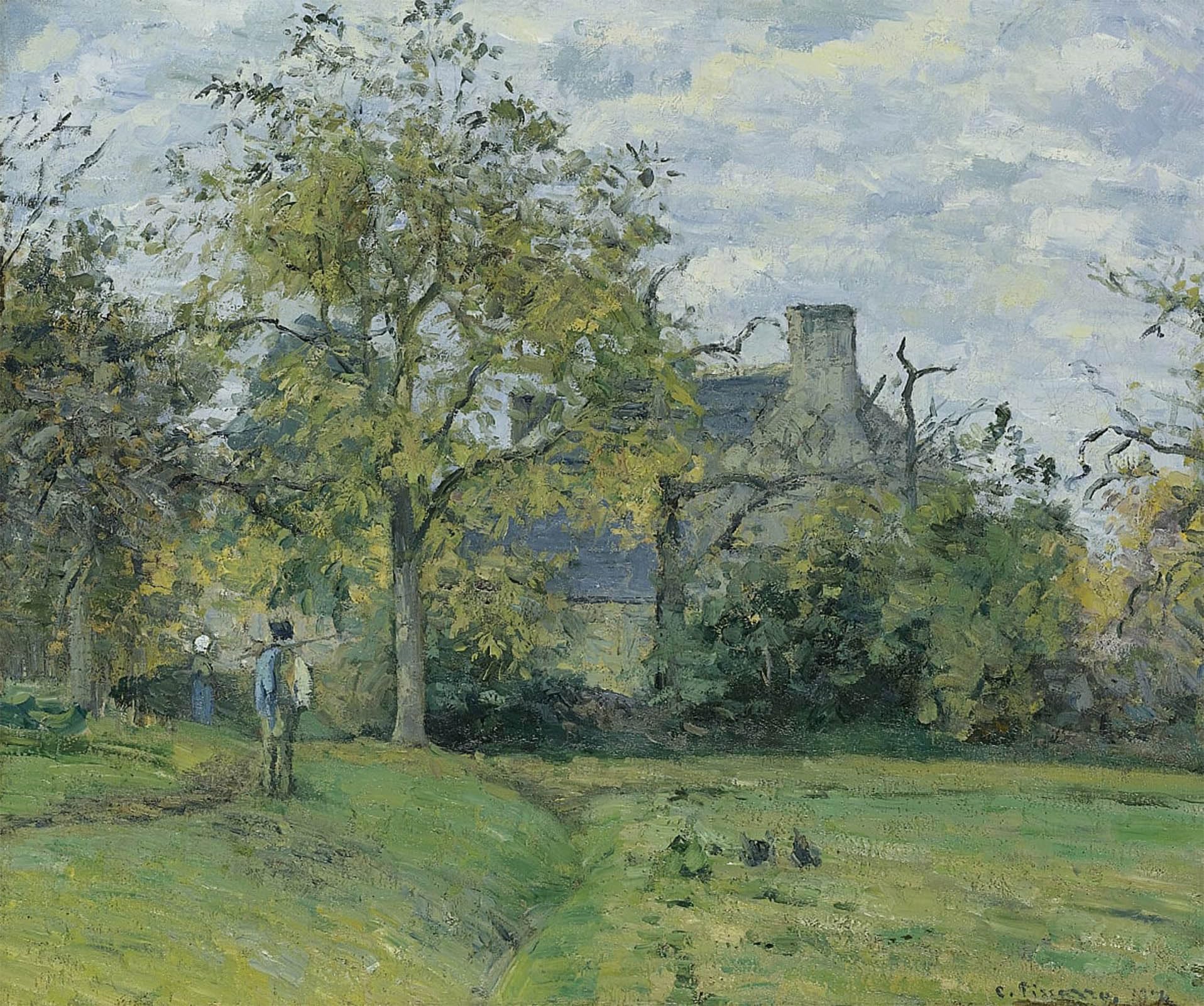 Cuadro en lienzo de Pissarro para decorar tu dormitorio con arte clásico de 60x90cm 5