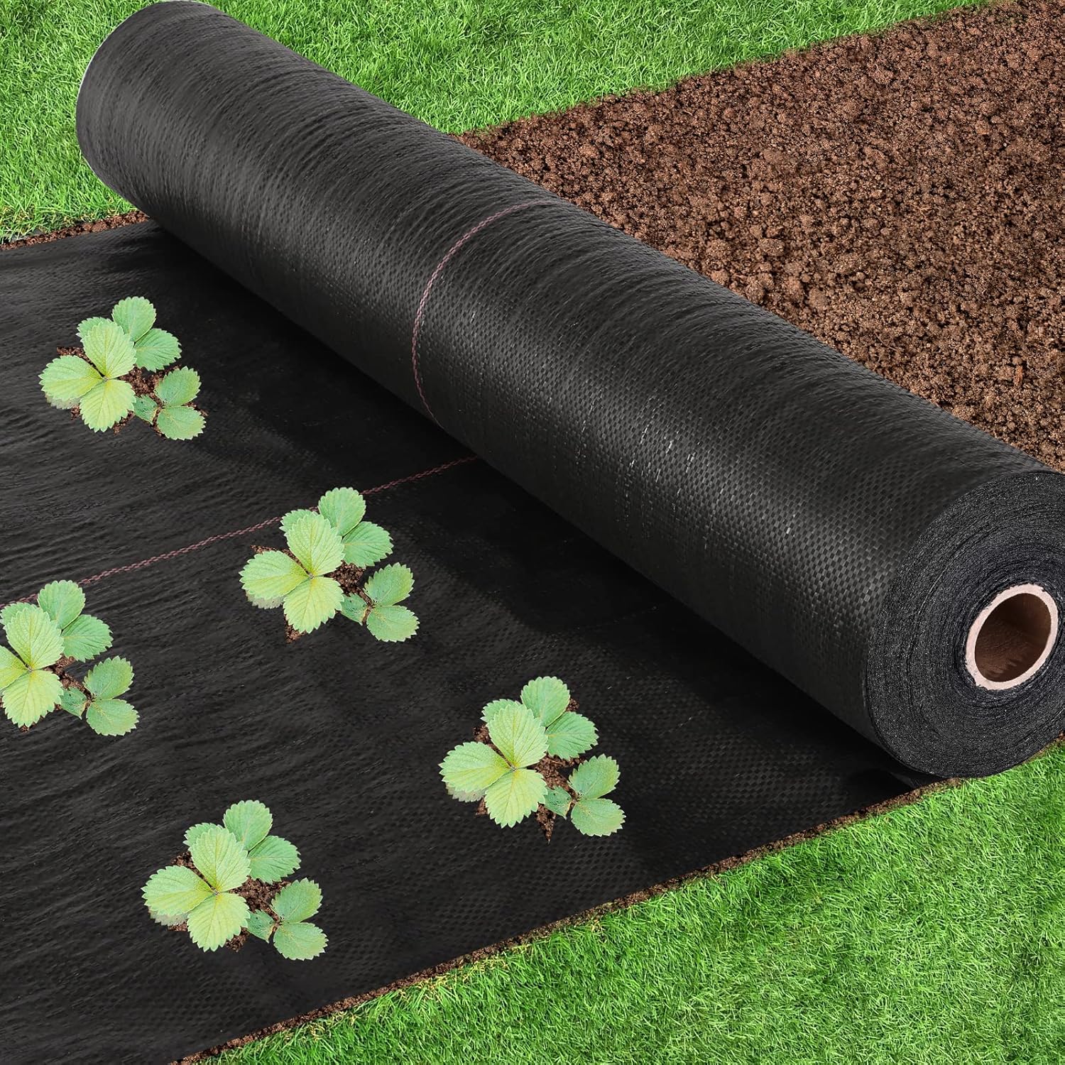 Whonline Landscape Fabric,6ft X 300ft,3.2oz, Black,Garden Weed Barrier,Driveway Fabric Underlayment for Gravel,Heavy Ultra Thick Premium Weeds Control for Flower Bed, Pavers and Other Outdoor Projects
