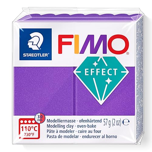 STAEDTLER 8010-61 FIMO Effect - Arcilla de modelado polimérica endurecedora para horno, color lila metálico (1 bloque de 2.01 oz)
