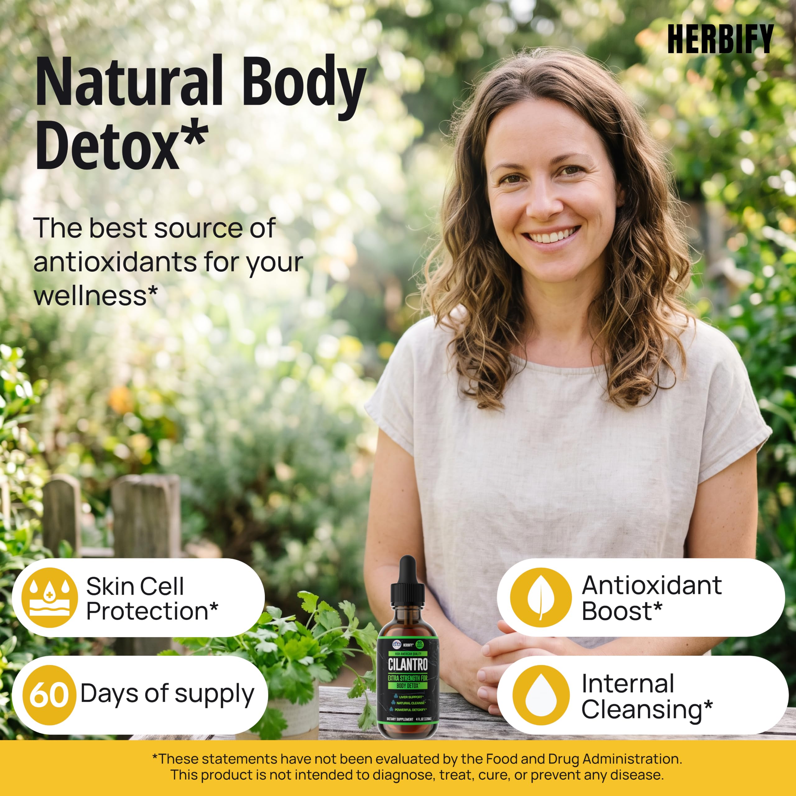 HERBIFY Cilantro Tincture - Herbal Cilantro Supplement for Detox - Rich Source of Antioxidants - Supports Heart and Body Cleanse - Made in USA - Cilantro Extract 4 Fl Oz — Amazon image 2