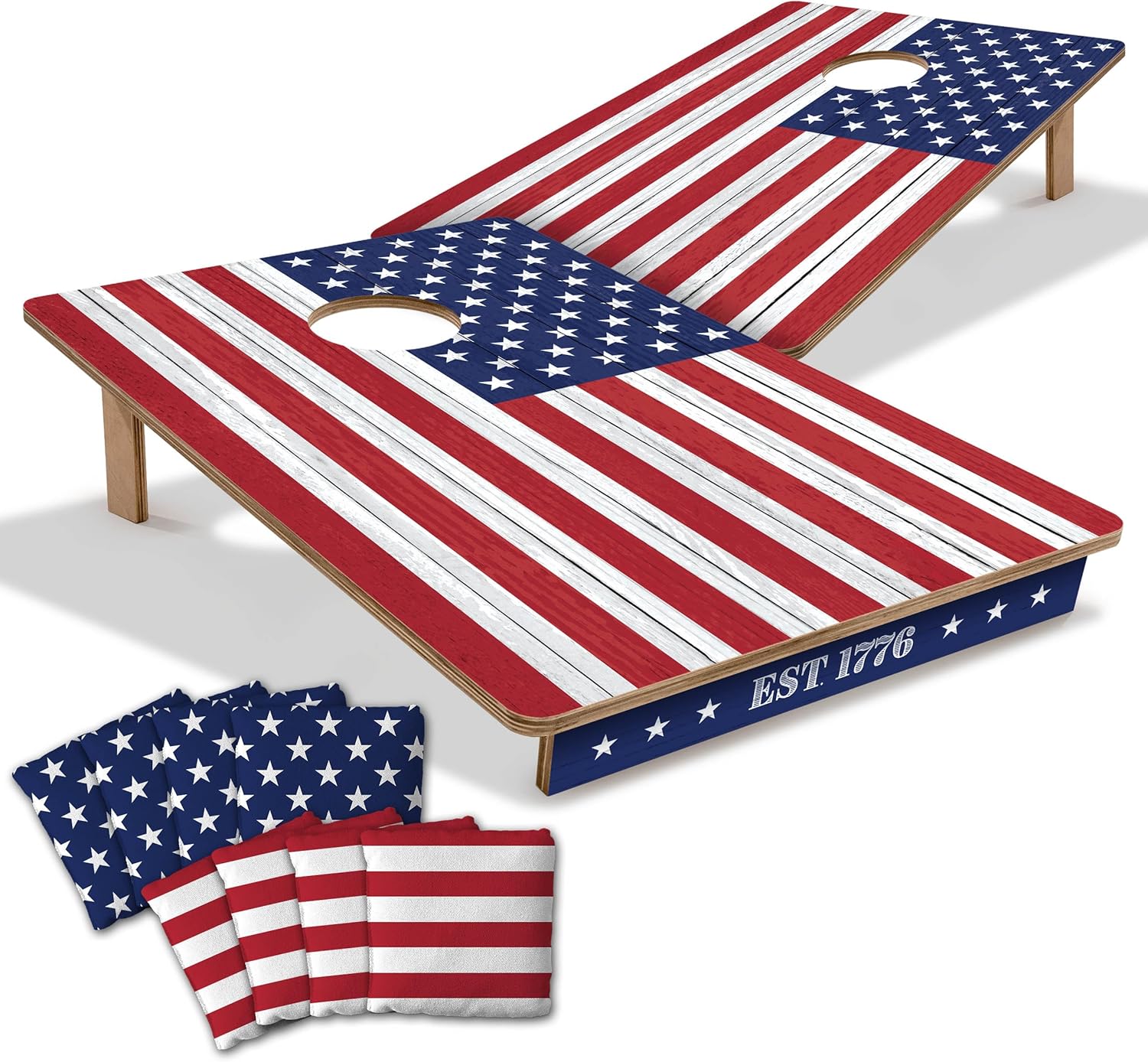 YouTheFan Stars & Stripes Wood Cornhole Game with Bags