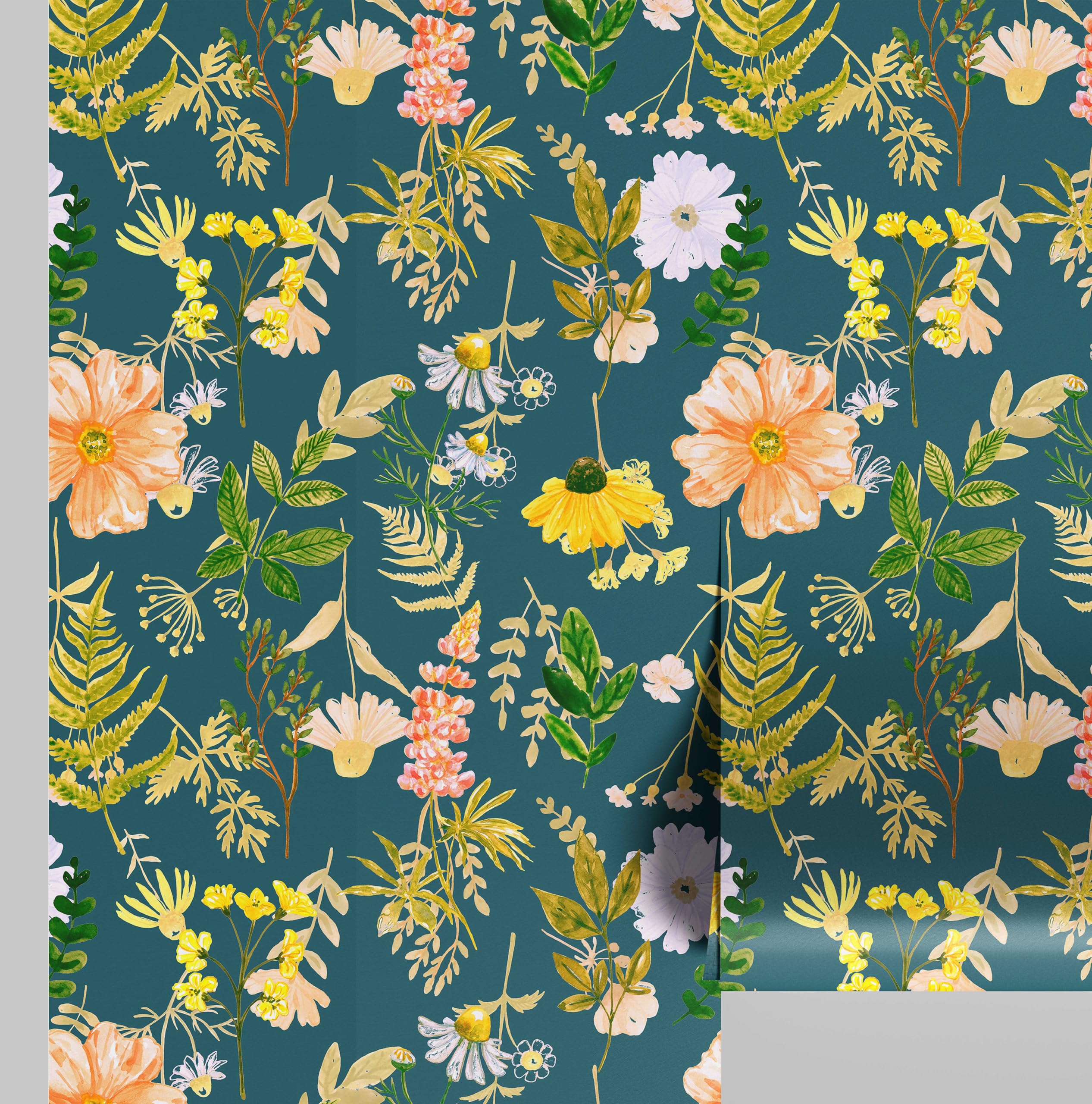 Revêtement mural autocollant motif botanique vert amovible S4Sassy 63.5x152.4 cm