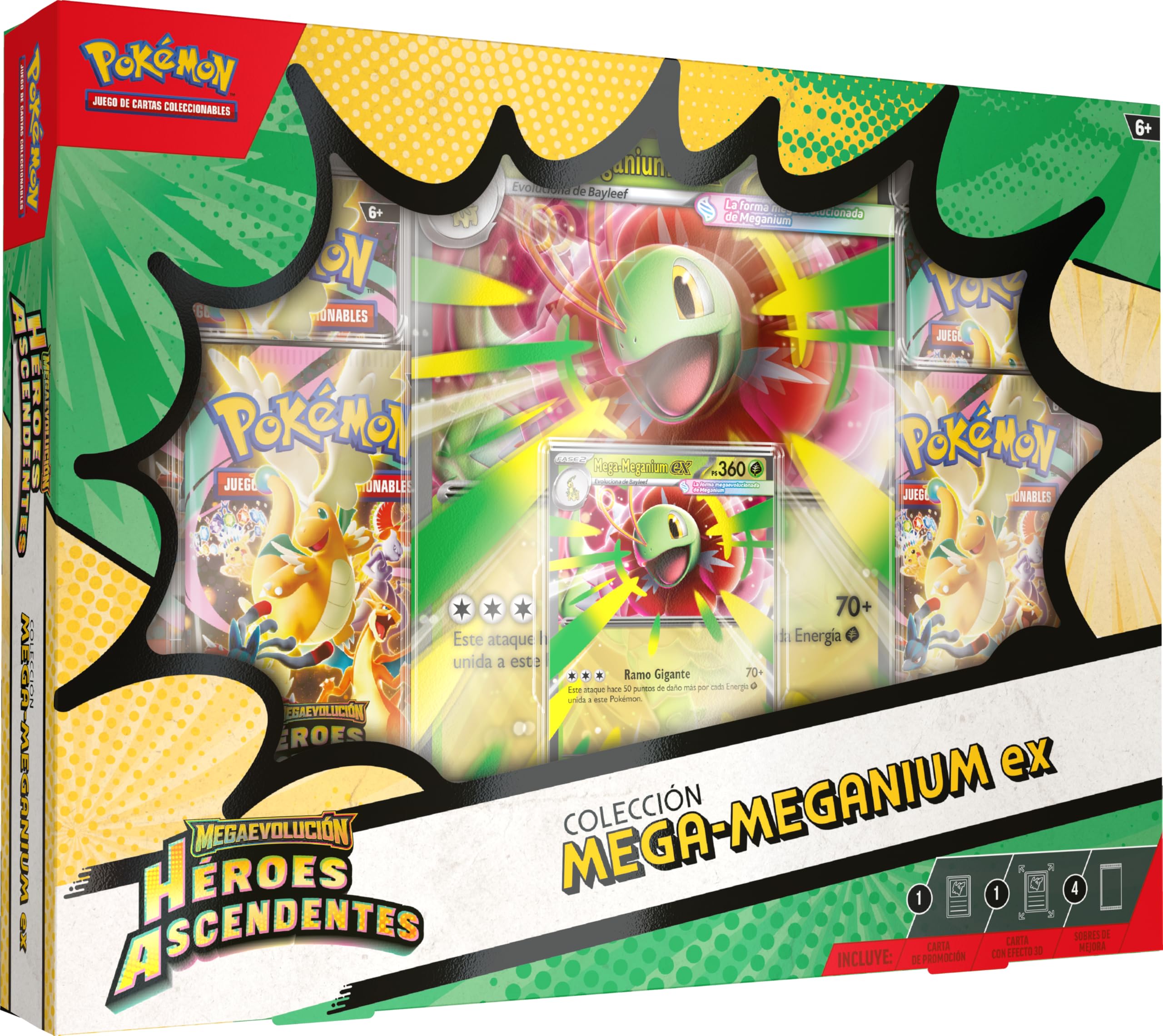 Pokémon TCG – Colección Laureano De Megaevolución-Héroes Ascendentes – Incluye 1 Carta Holográfica Promo De Komala, 1 Moneda Y 2 Sobres De Mejora