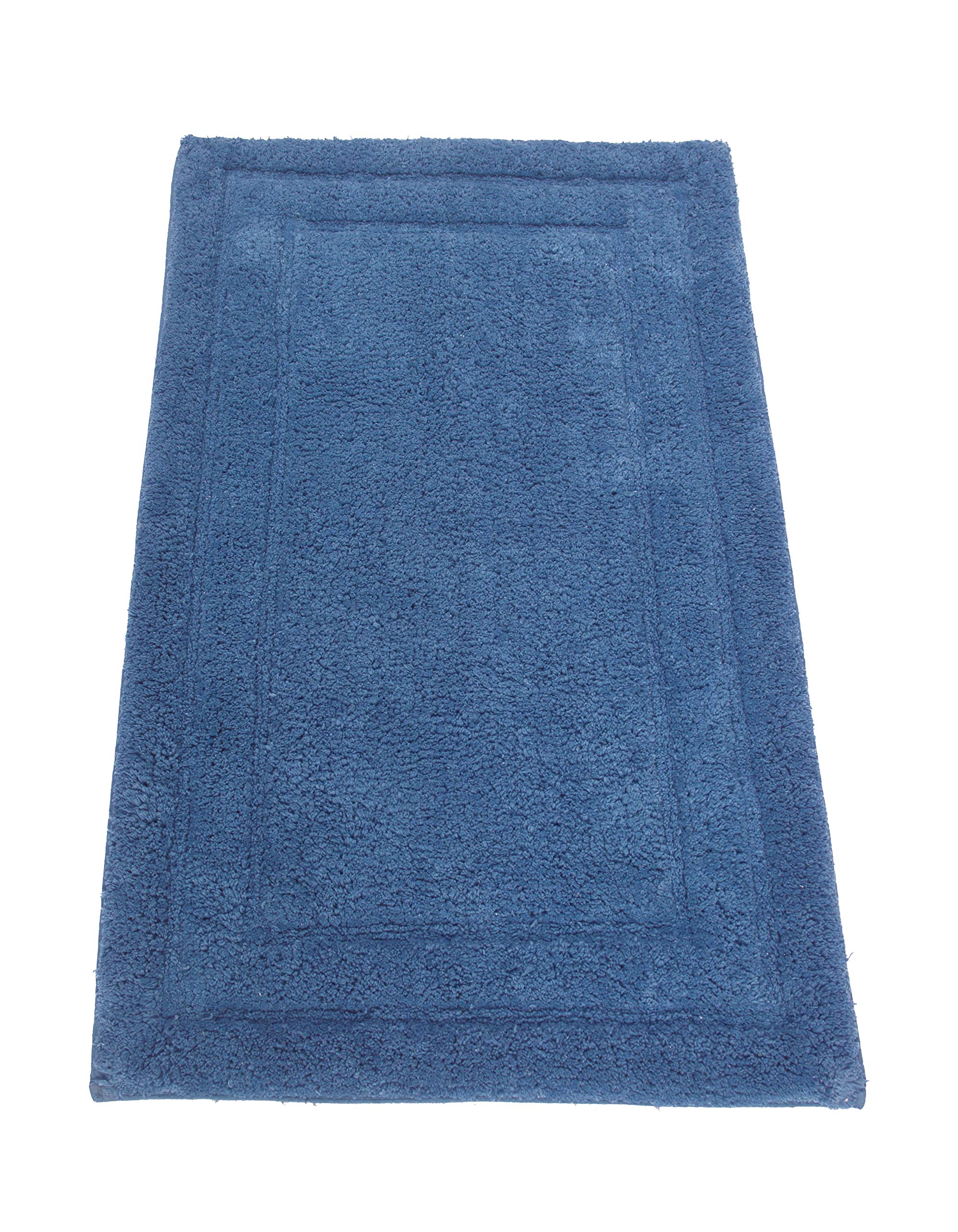 Chardin home Classicc Badteppich-Set, 100% Baumwolle, zweiteilig, 53,3 x 86,4 cm und 43,2 x 61 cm, mit Rutschfester Latex-Rückseite, Mittelblau