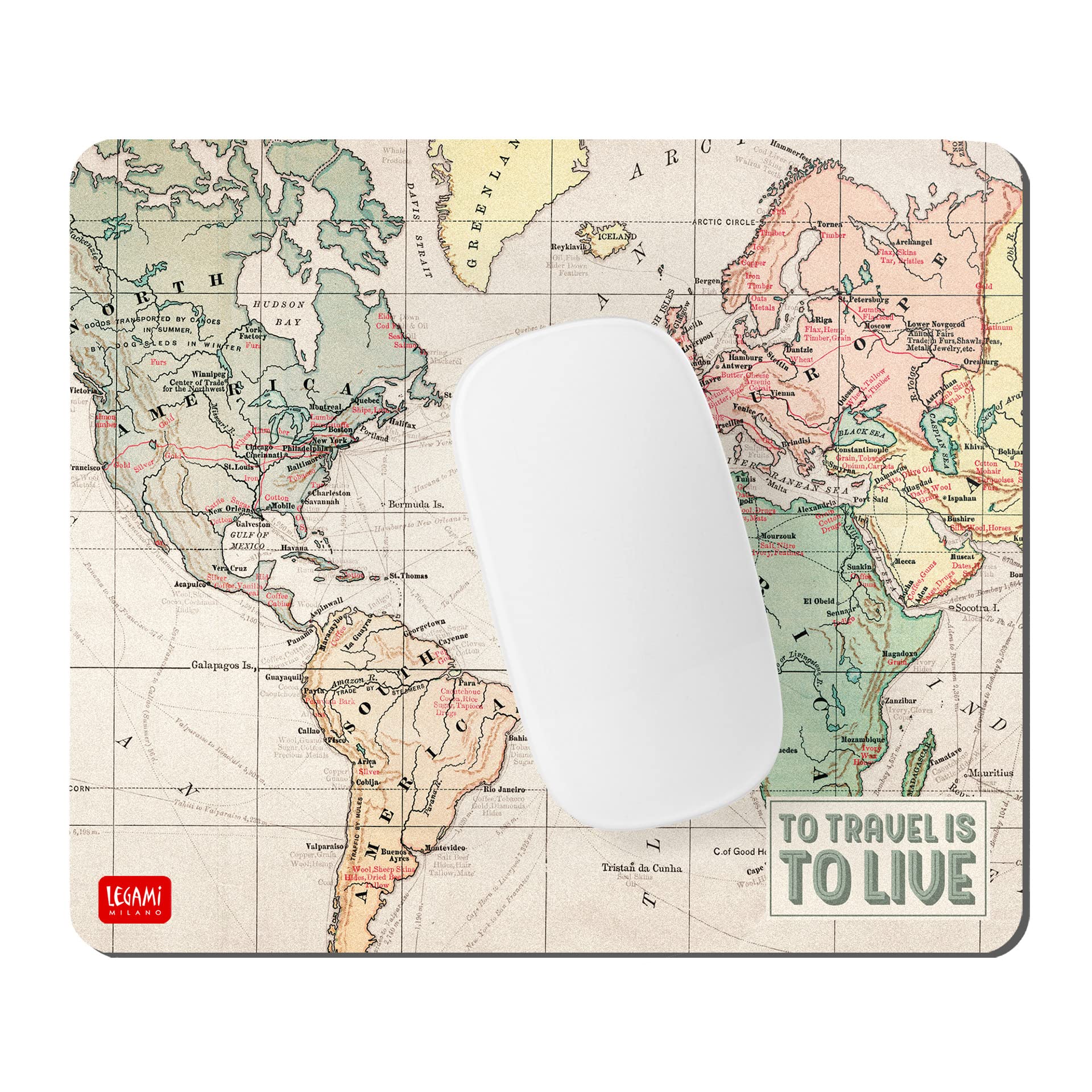 Legami Mousepad 21x18 cm Travel Antipolvere Antiriflesso Small