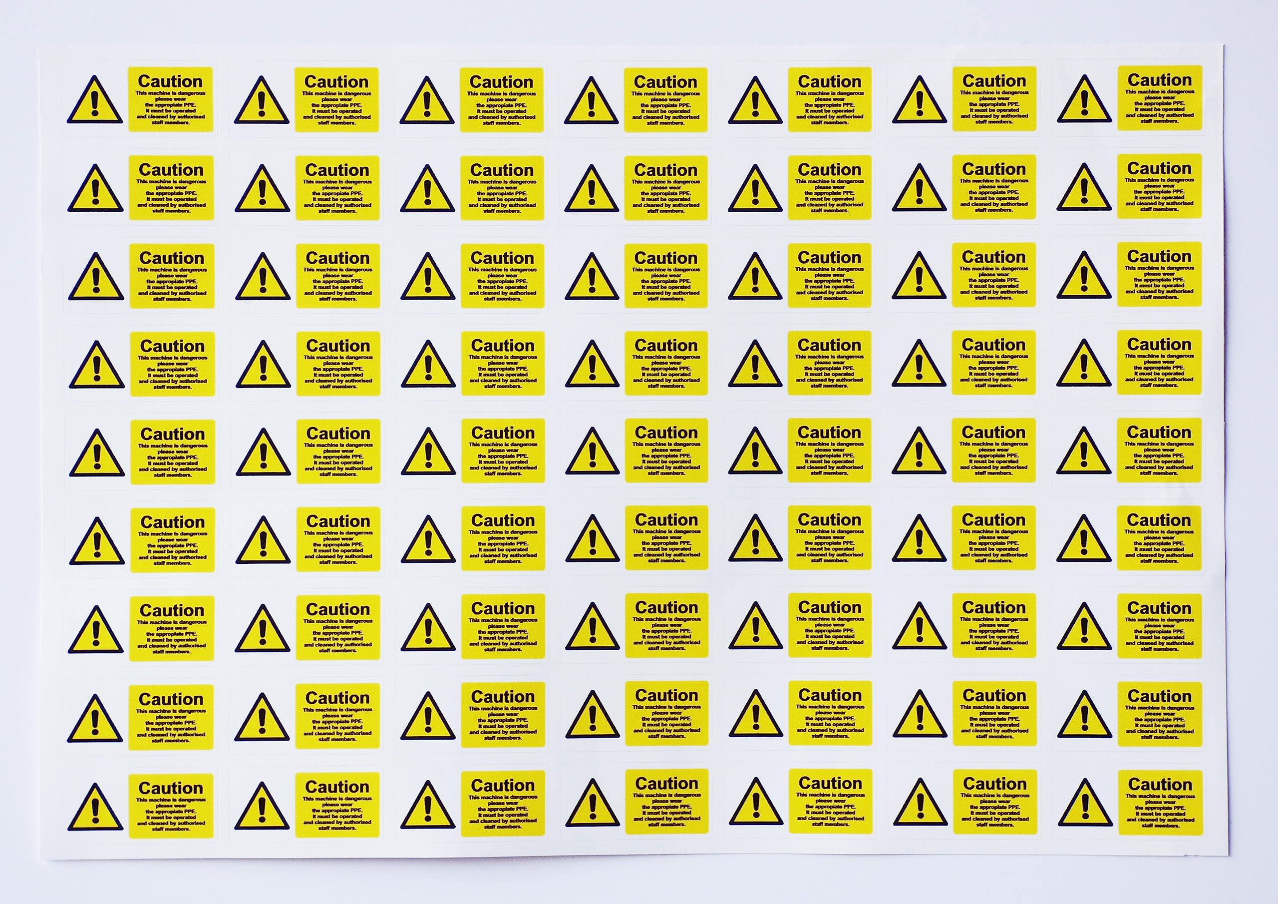 This Machine is Dangerous Safety Labels - Pack of 63 40mm x 20mm Self Adhesive Stickers - Self Adhesive Stickers on Sheet (300mm x 200mm)