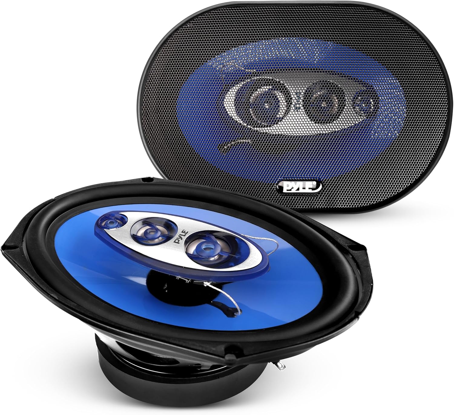 Pyle 6x9/7x10 car Speakers 4-Way Quadriaxial Full Range Sound Audio - Butyl Rubber Surround, 500W w/ 4Ohm Impedance & 3/4'' Piezo Tweeters - Blue Pair