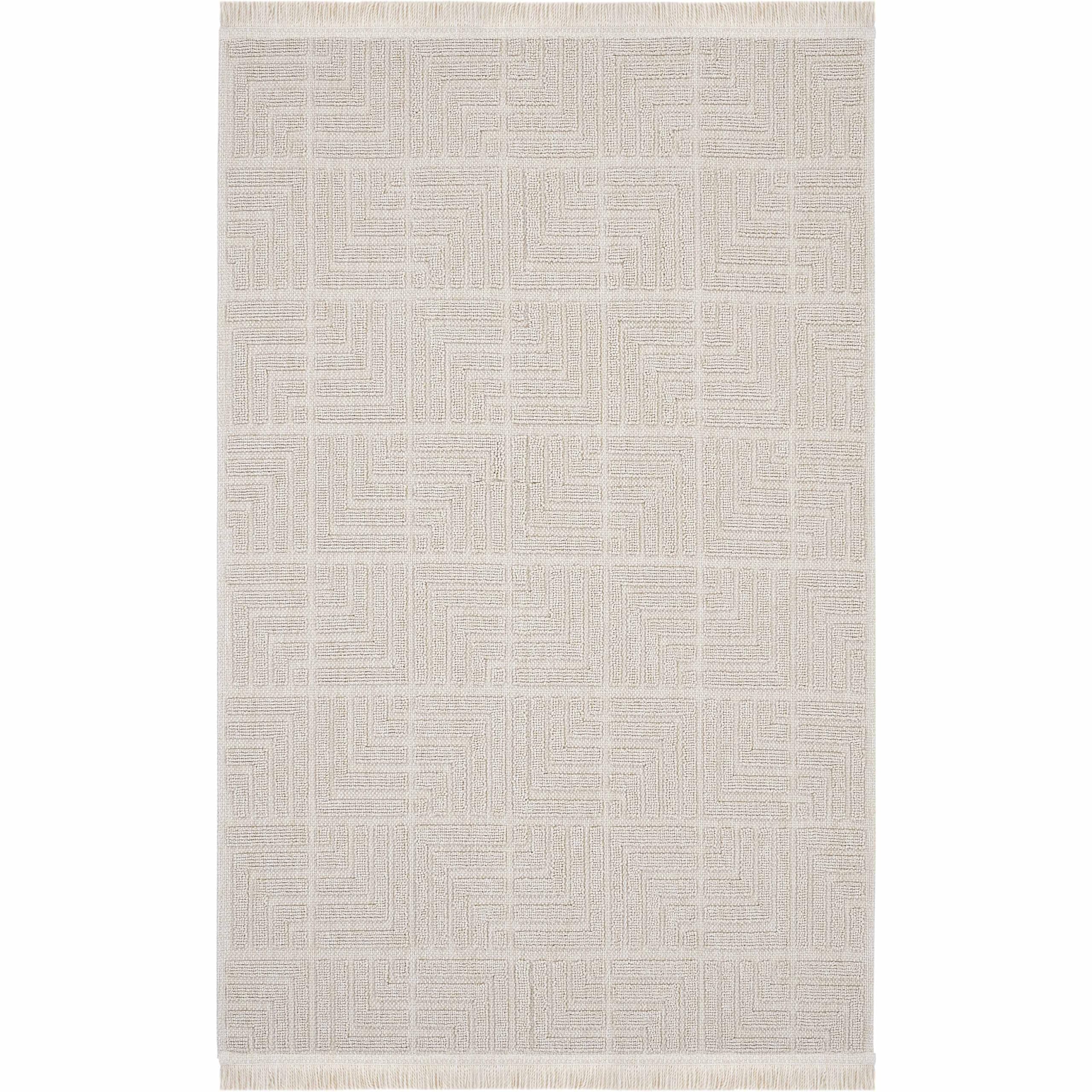 Cool Halı Mirage Bej Halı Bukle Kaymaz Taban Yıkanabilir Halı Geometrik Desen Oturma Odası Halısı