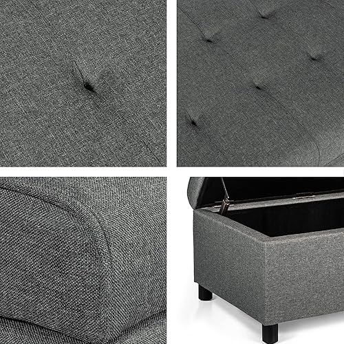 Miniatura 36 de Joveco Banco otomano de almacenamiento, 33 pulgadas, de piel sintética, rectangular, copetudo, taburete para el pie final de la cama, dormitorio,