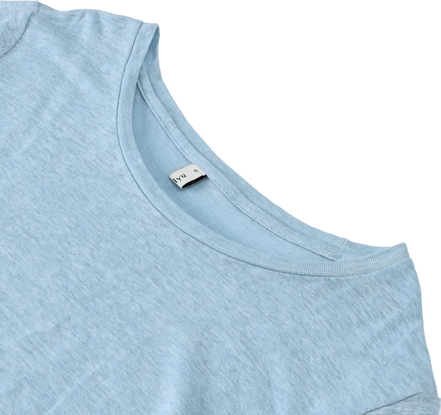 Amazhiyu Women's 100% Linen Knit Basic T-Shirt Short Sleeve Summer Tee - Image 3