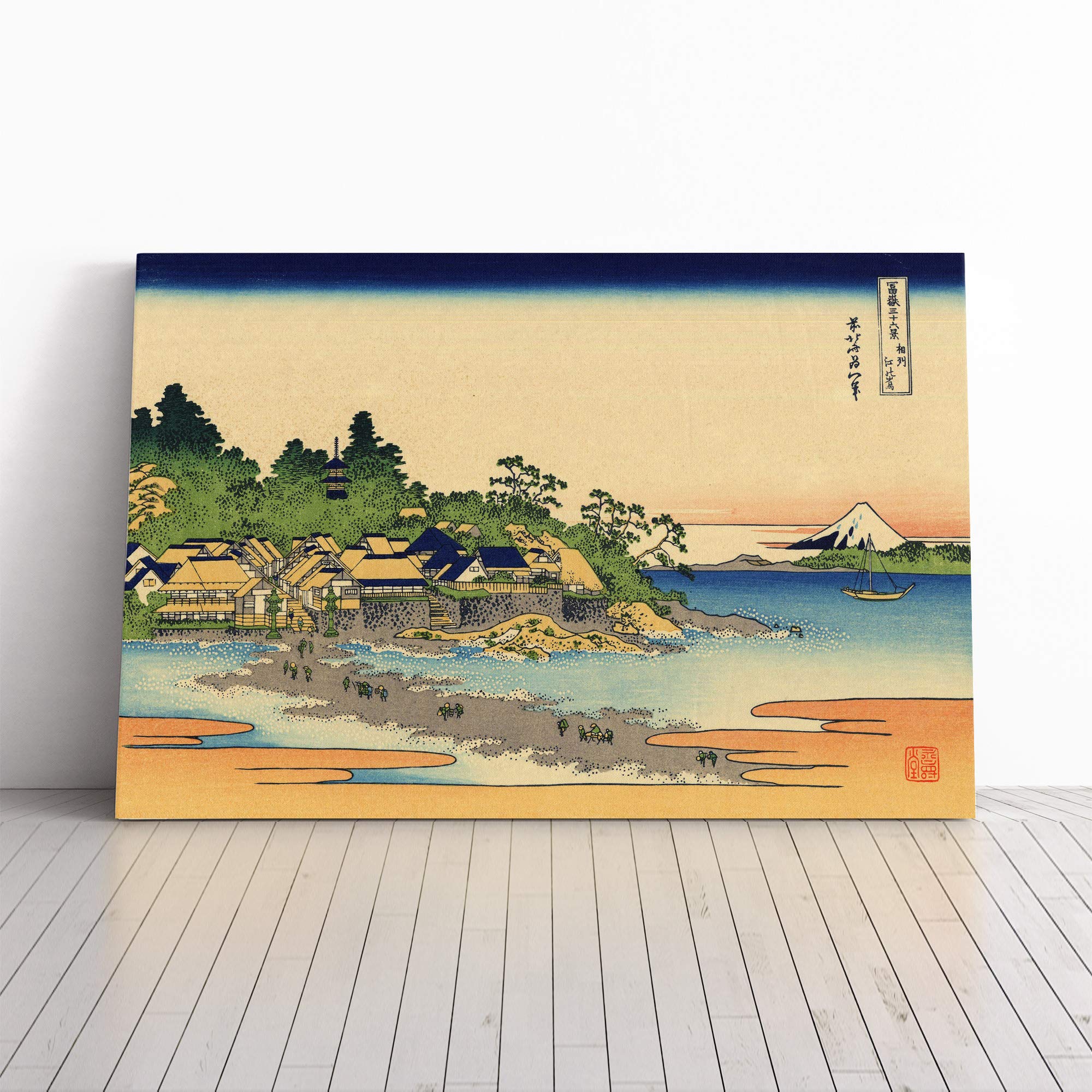 Hokusai Japanese Oriental Enoshima Canvas Print | Gallery Wrapped 30mm Frame Wall Art | 30x20 inches | Ready to Hang | Asian Picture | Living Room Bedroom Lounge Office