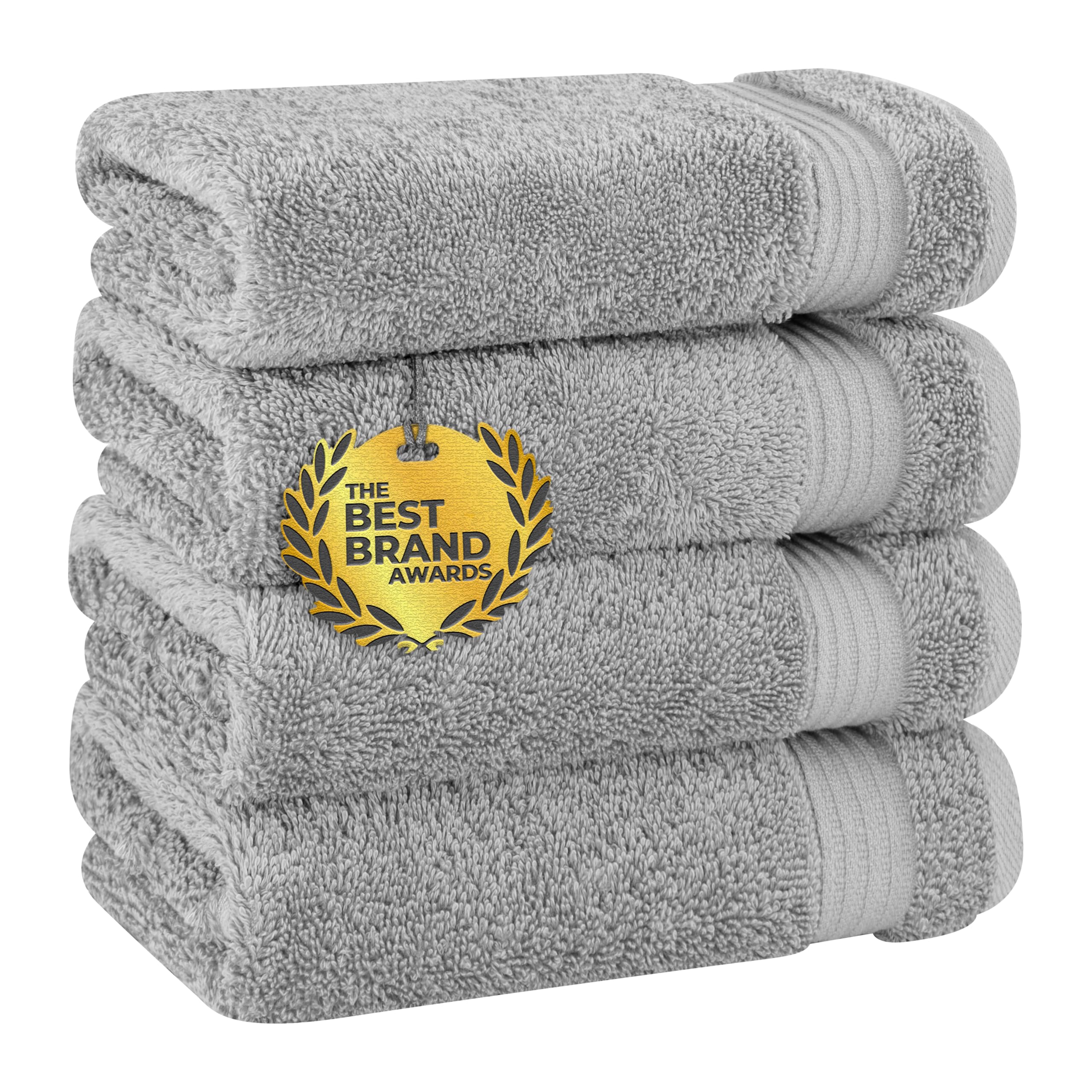 Cotton Paradise Luxury & Hotel Quality Turkish 6-Piece Hand Towel Set, Extra Soft & Absorbent for Face & Hands by United Home Textile, Light Grey