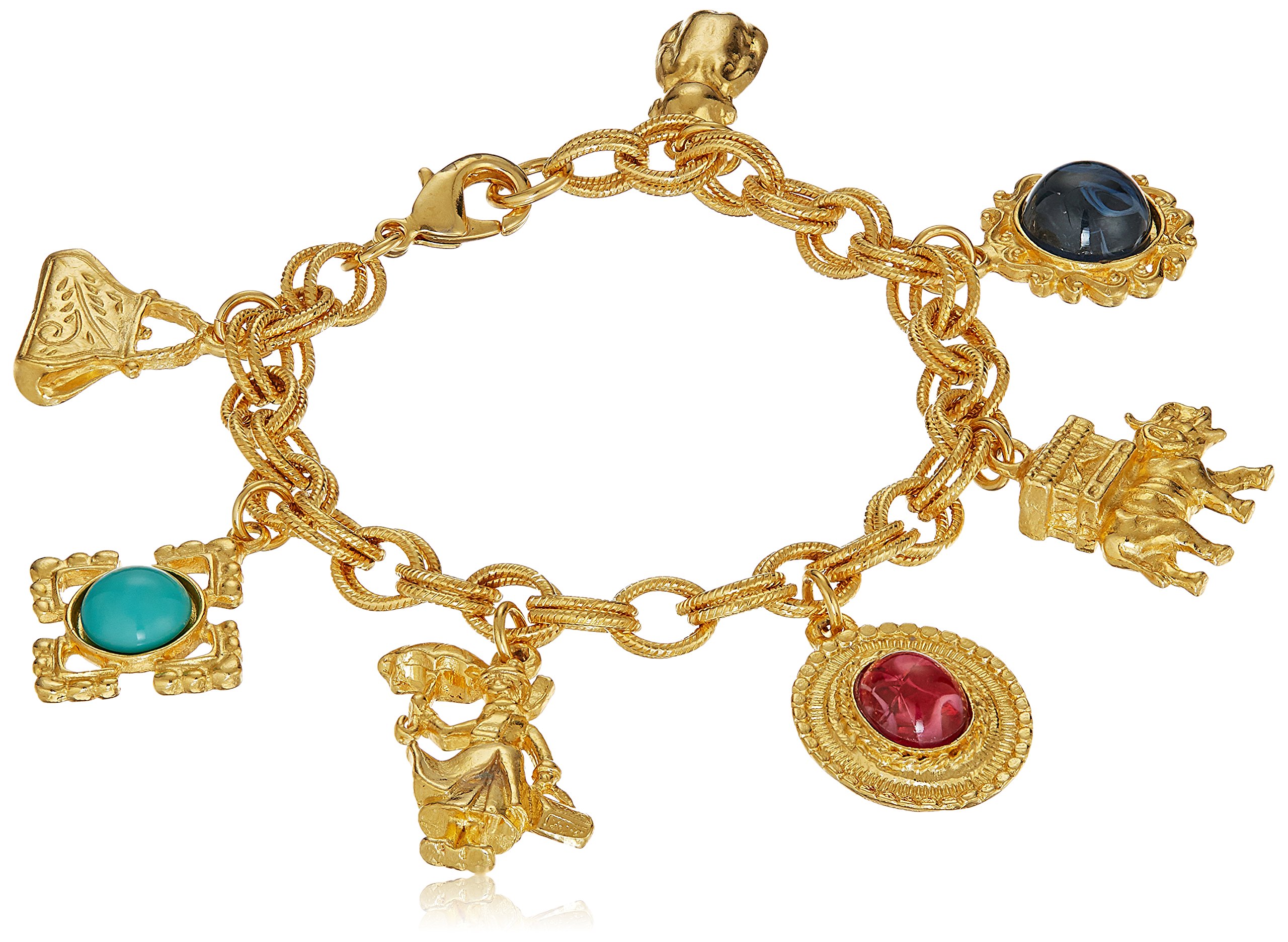 Royal Charm Vintage-Inspired Gold Multi Charm Bracelet