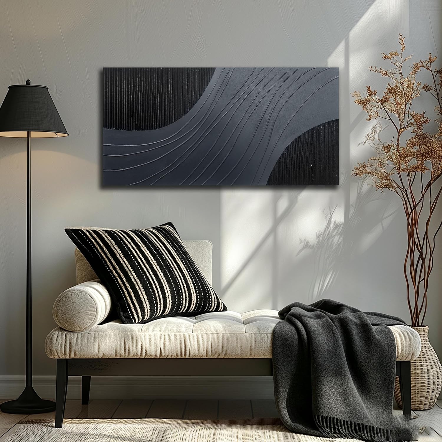 Minimalist Hand-Painted Wall Art Textured Painting for Living Room 40"x20"