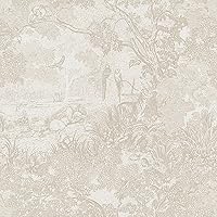 Heroad Peel & Stick Wallpaper Beige Vintage Forest Animals Floral - Removable Self-Adhesive Thick Vinyl for Bedroom, Living Room, Cabinets 17.3"x78.7" (9.4 sq ft)