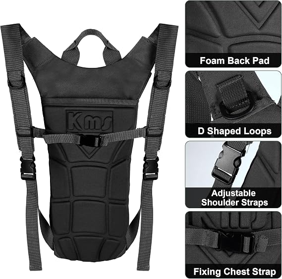 Tactical Hydration Pack Backpack with 3L Water Bladder for Men, Leakproof Military Rave Water Backpack for Running Hiking Cycling Jogging Festival