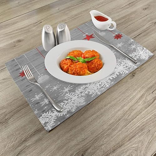 Miniatura 2 de Ambesonne Juego de 4 manteles individuales de tela lavable para mesa de comedor, tamaño estándar, gris y naranja