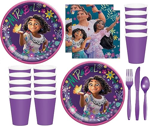 Disney Encanto - Servilletas para 16 invitados, suministros de fiesta de cumpleaños, 96 piezas