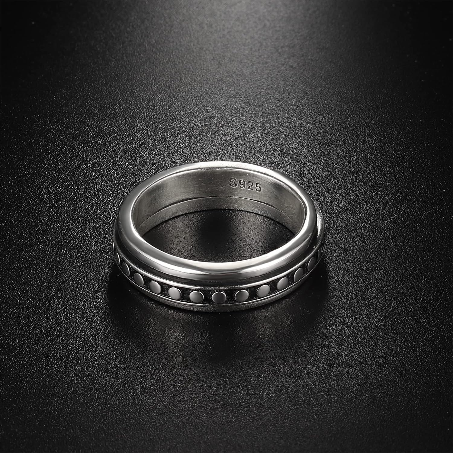 MILACOLATO Anxiety Rings for Women Men 925 Sterling Silver Spinner Fidget Rings Platinum Plated Band Thumb Rings Worry Stress Relieving Boredom ADHD Autism Ring Jewelry Gifts
