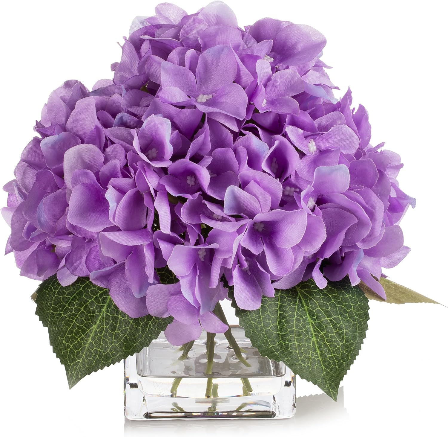 ENOVA FLORAL Silk Hydrangea Artificial Flowers in Vase with
