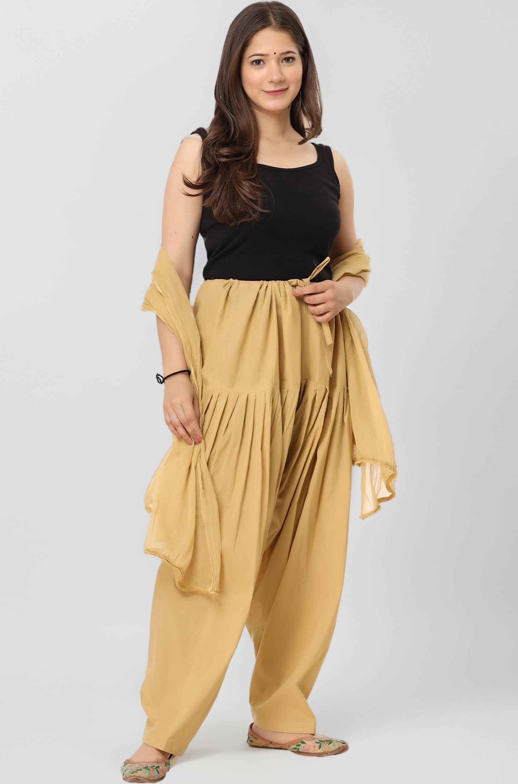 Woman's Plain Cotton SEMI Patiala Salwar with Dupatta|| Free Size || Plain Patiala || SEMI Patiala Pants || Solid Cotton Patiala || Patiyala