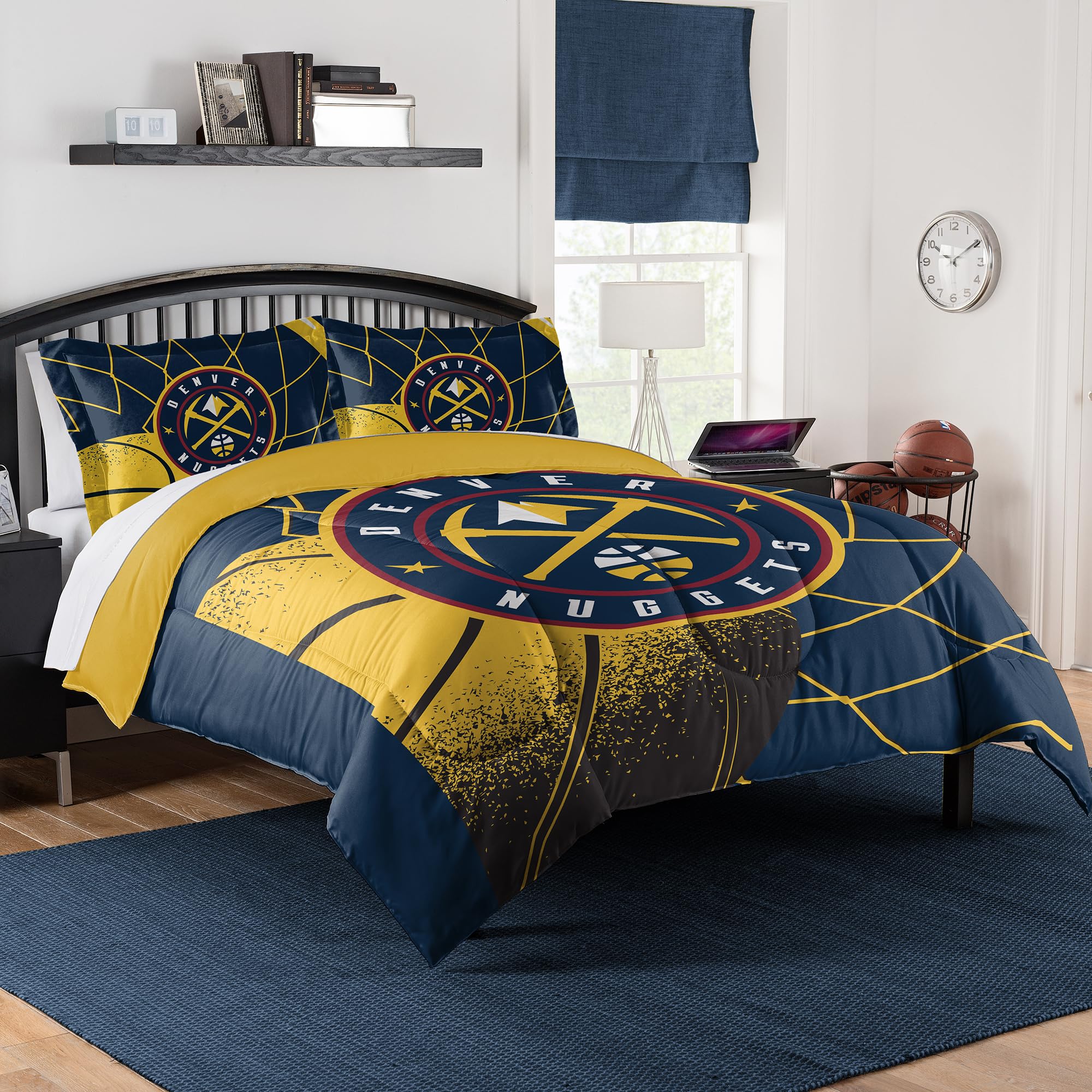 NORTHWEST Denver Nuggets Officially Licensed NBA Comforter Set – Full/Queen & Twin/Twin XL – Soft Bedding with Team Logo & Pillow Shams – Basketball