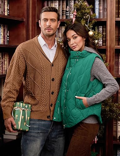 Miniatura 3 de JMIERR Suéter de punto trenzado con botones y manga larga de mezcla de lana para hombre