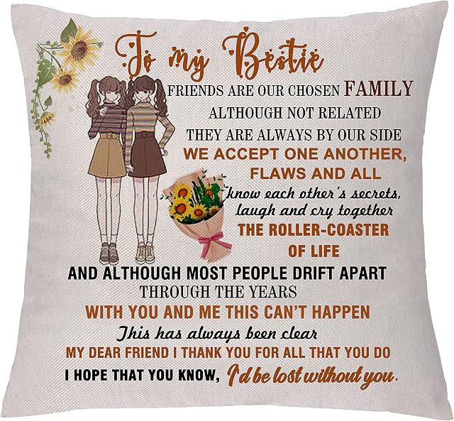 aligarian to Bestie Hug Cushion Cover Pillow Cases Best Friend Birthday Graduation Distance Gift Friendship Forever Appreciate 18x18'' Pillowcase Good Friend Christmas Thanksgiving Present (Type 2)