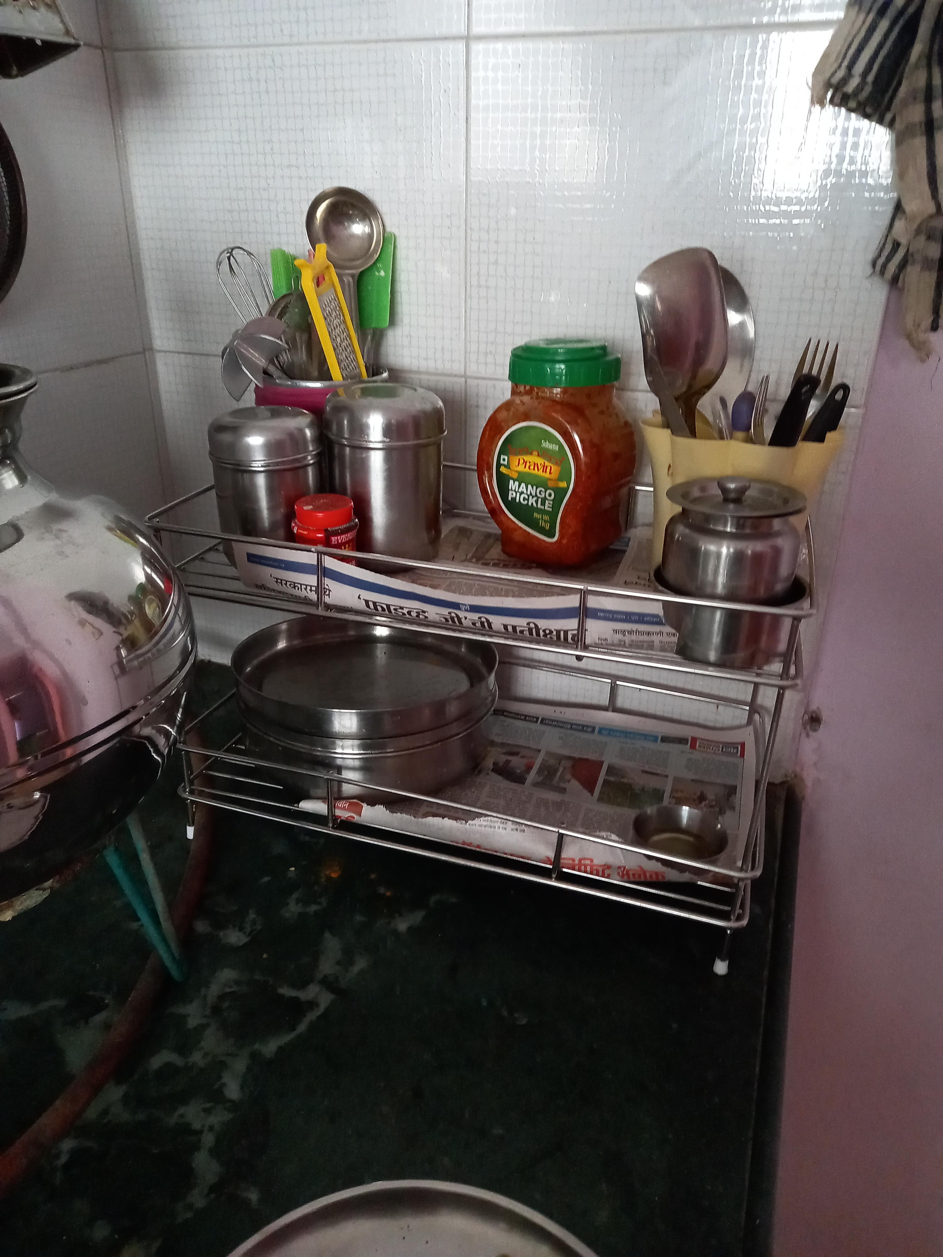 Buy Omic Stainless Steel 2 Layer Wall Mount Kitchen Spice Rack with ...