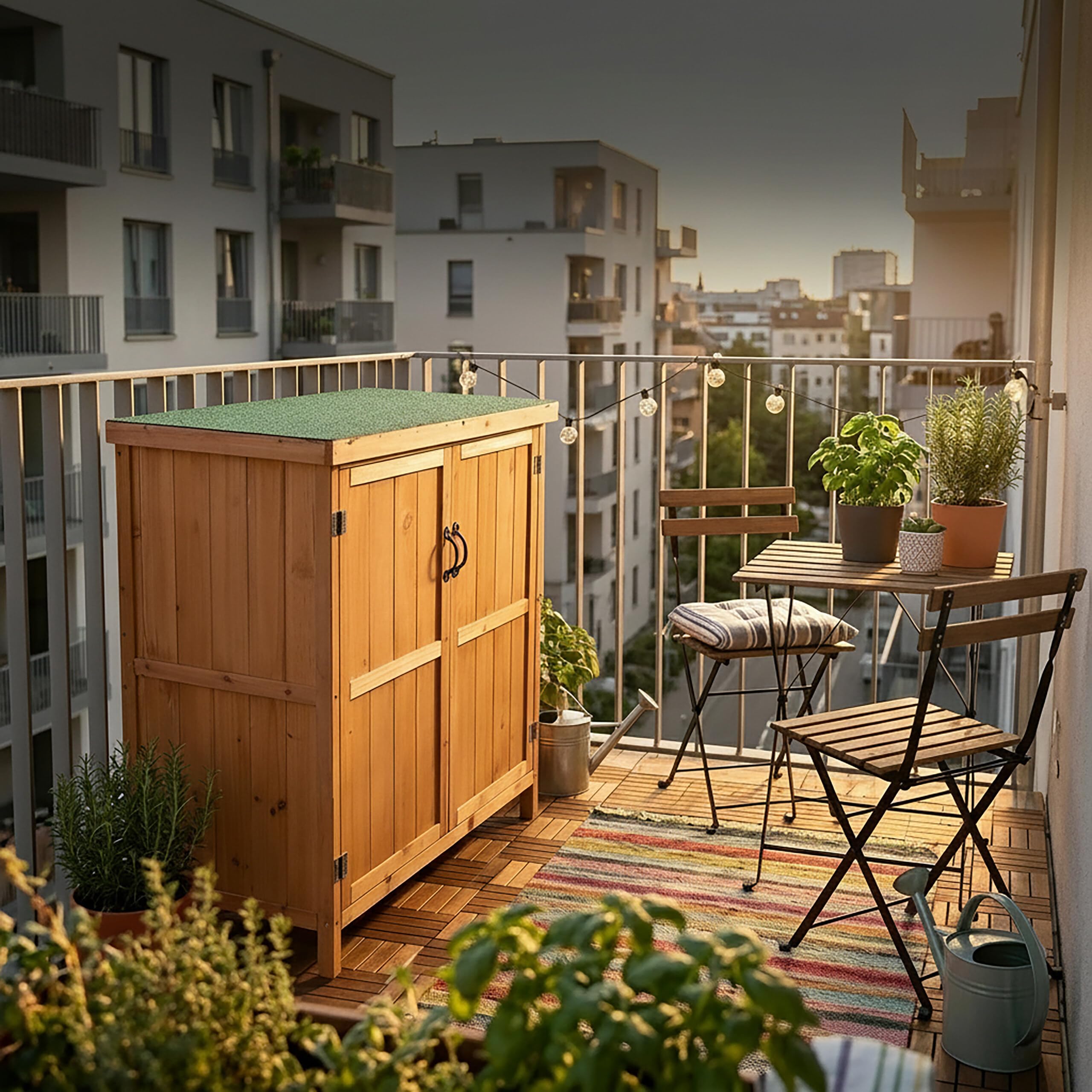 Relaxdays Gartenschrank, Holz, aufklappbares Dach, wetterfest, Einlegeboden, HBT: 88 x 75 x 44 cm, Gerätehaus, Hellbraun