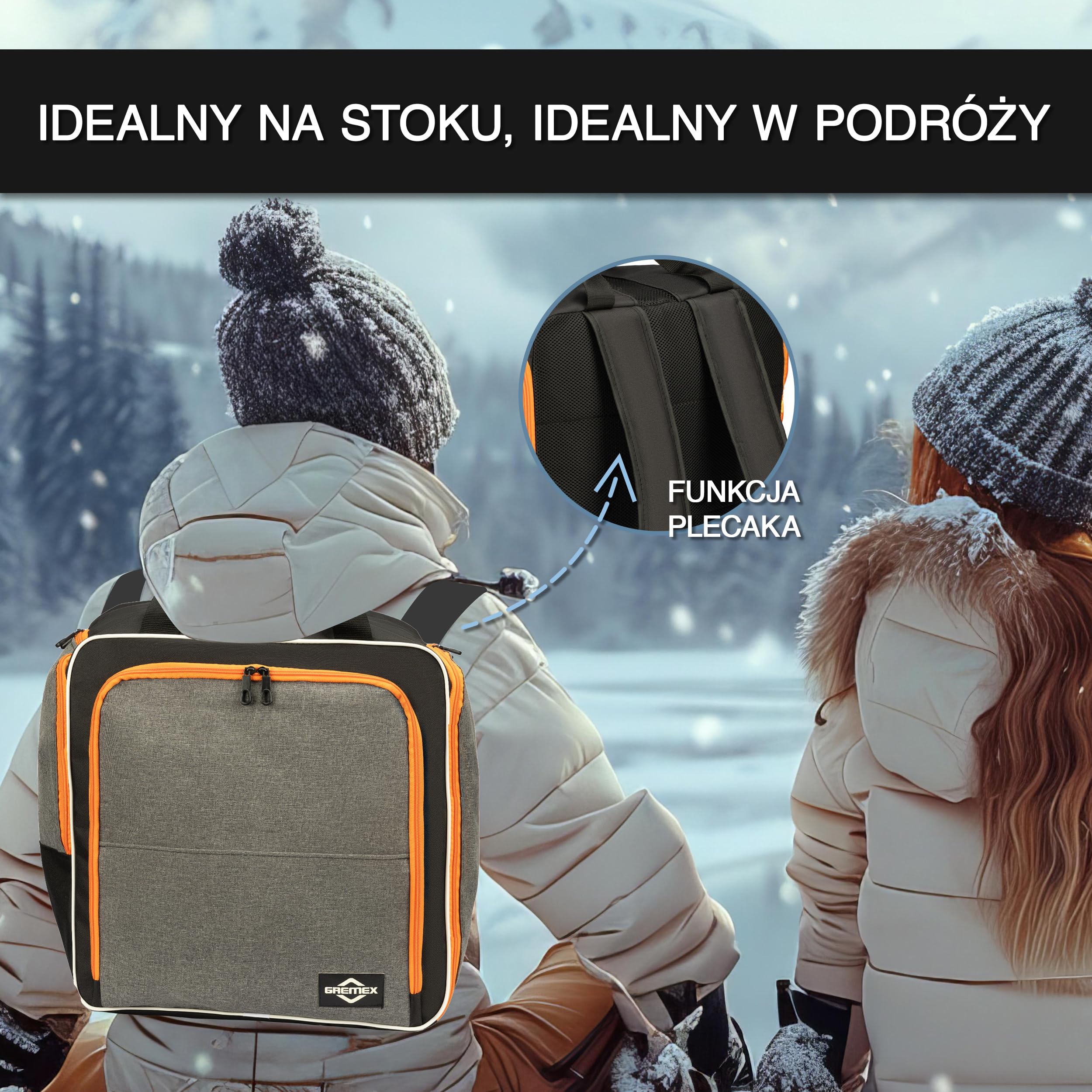 Torba na buty narciarskie z miejscem na kask - Wodoodporna torba na buty narciarskie z przegrodą na kask - Torba na buty narciarskie i kask - Plecak na buty narciarskie z przegrodą na kask