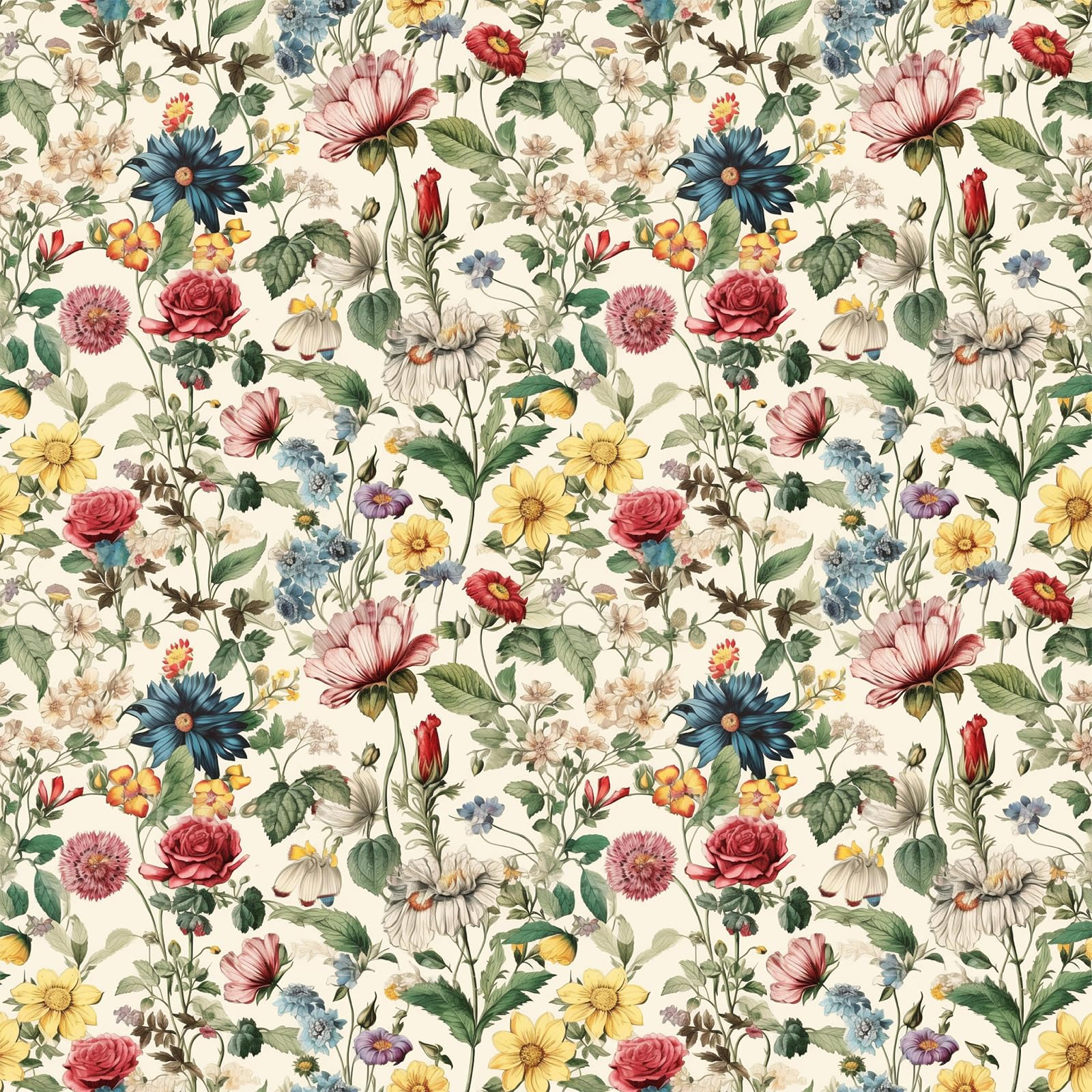 VEELIKE 17.7''x354'' Wildflowers Floral Peel and Stick Wallpaper Boho Floral Wallpaper for Nursery Bedroom Self Adhesive Removable Vintage Wallpaper