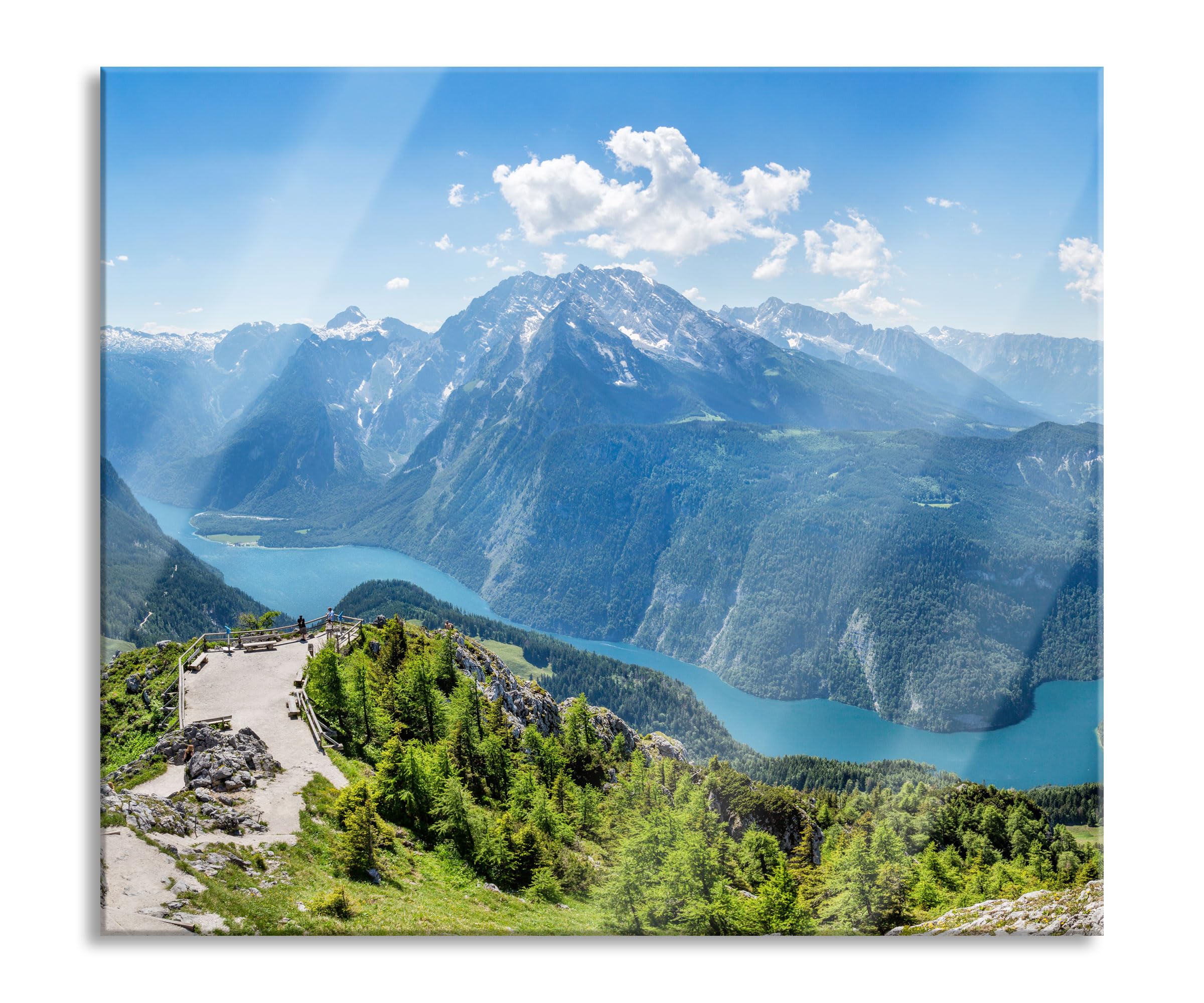 Königssee in Bayern Plaque de protection pour cuisinière et protection anti-éclaboussures en verre véritable 60 x 52 cm