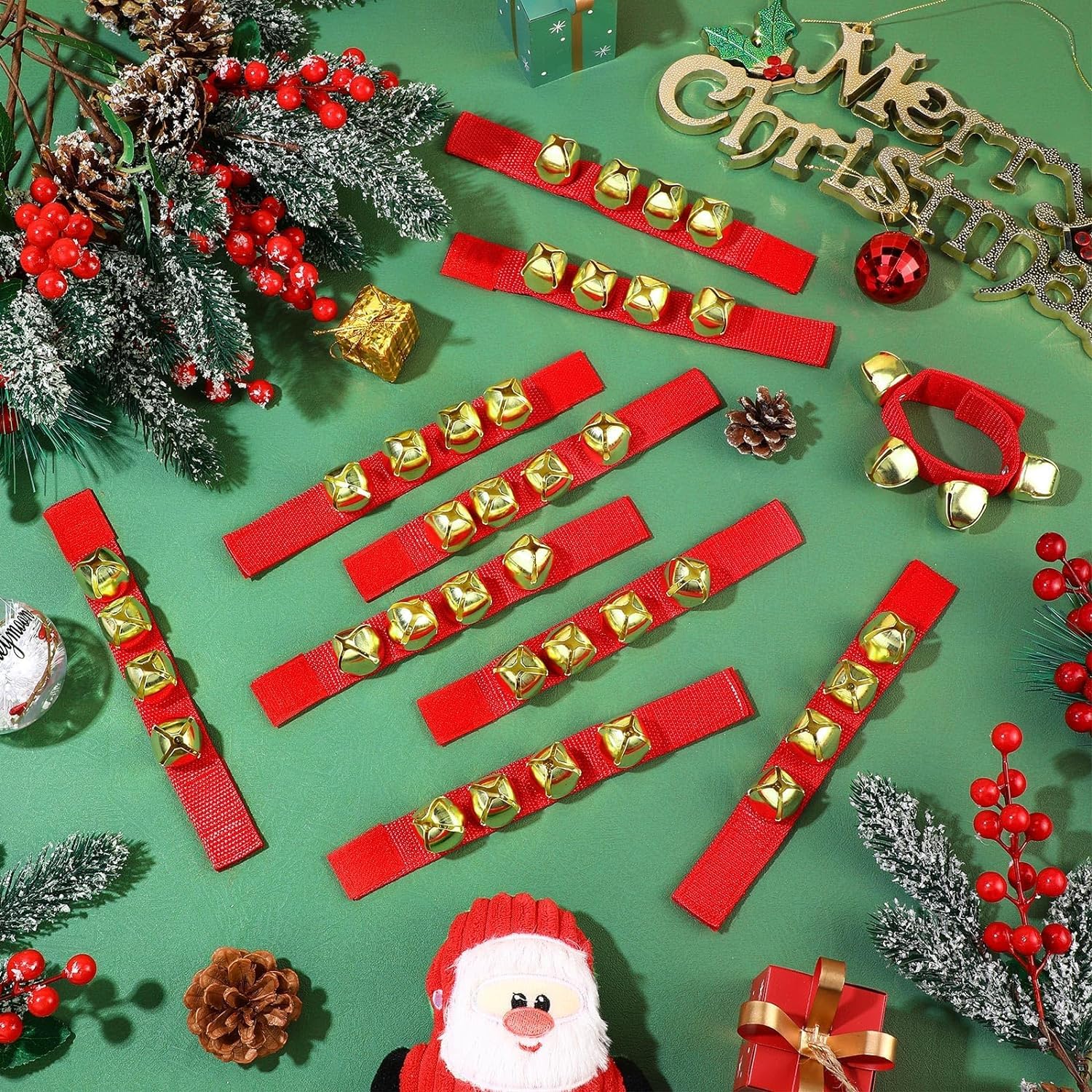 60 braccialetti natalizi con campane dorate, regolabili, per Natale, matrimonio, scuola, famiglia, percussioni, bomboniere, per adulti