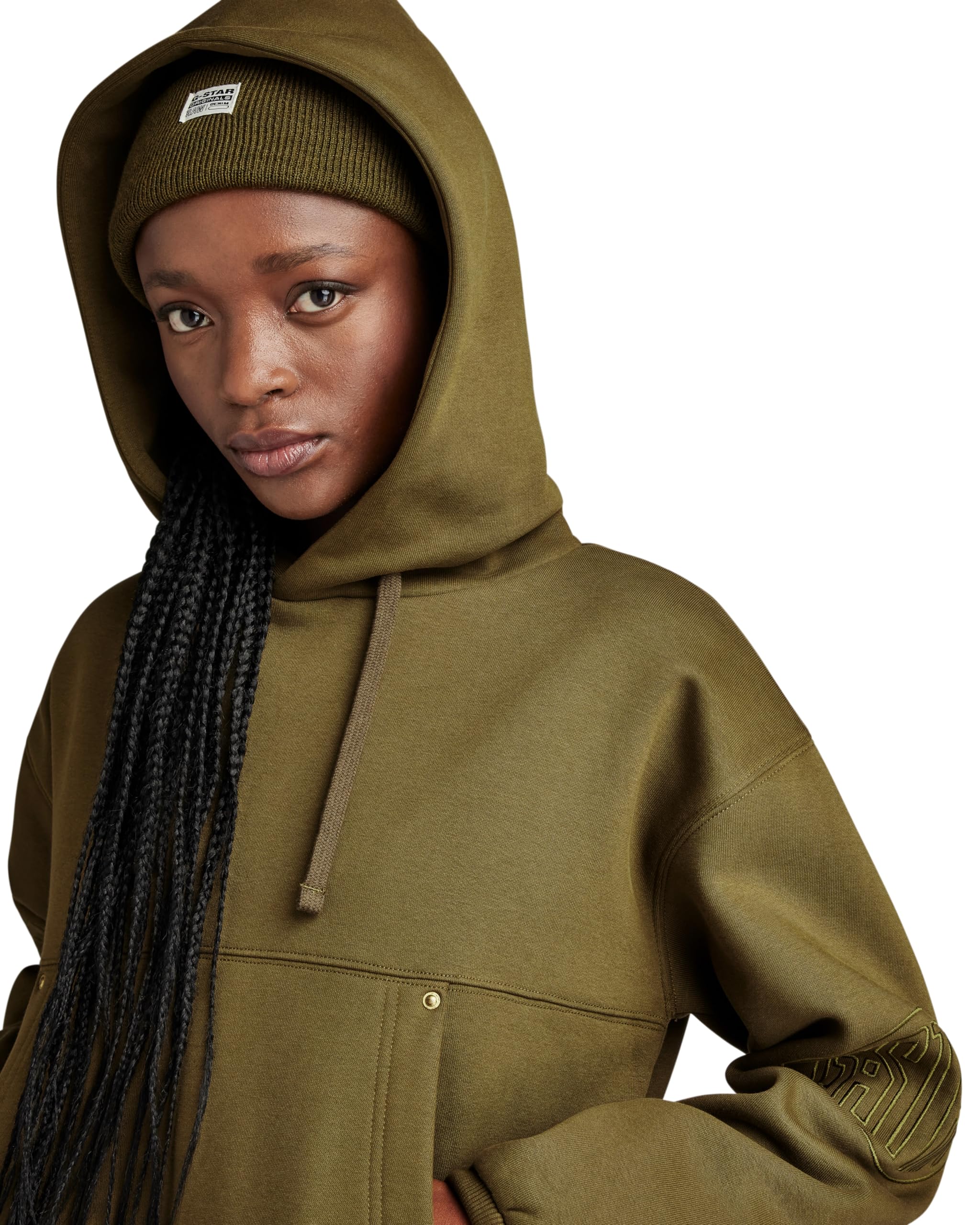 G-Star Sudadera Sleeve Graphic Cropped Loose Sudadera con Capucha Mujer (Pack de 1)