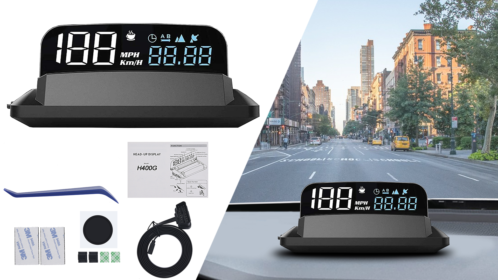 HUD Auto Head Up Display Geloo - Tachimetro Digitale GPS Con Allarme Velocità - Per Tutte Le Auto - Foto 2