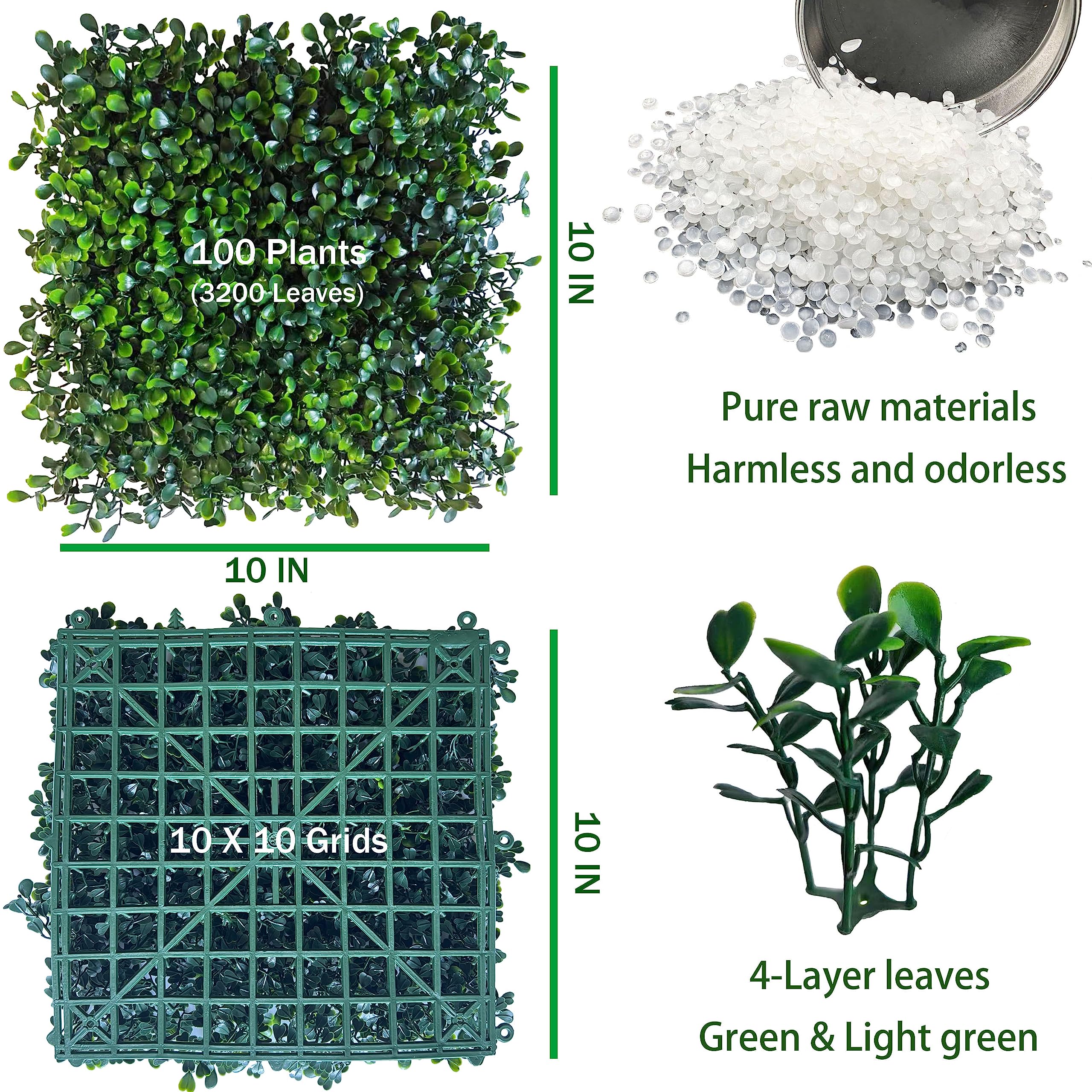 ODTORY Artificial Grass Wall Backdrop Panels,16 X 12 in 12P(16 sqft) UV-Anti Greenery Boxwood Panels for Indoor Outdoor Green Wall Decor & Ivy Fence Covering Privacy