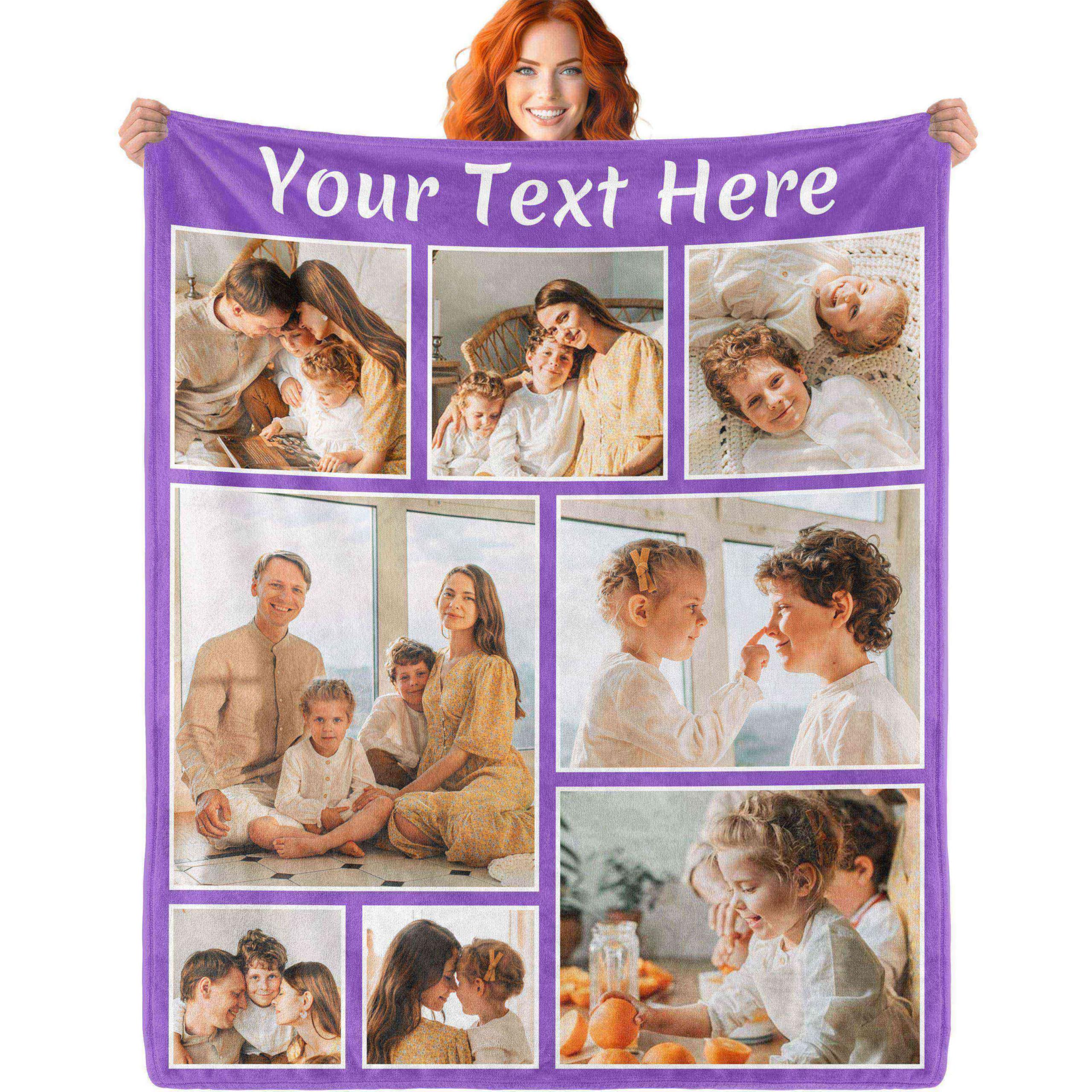 Ericat Photo-8 Personalised Blanket With Photo Text Custom Blanket Customised Blanket Throws Customisable Blanket Picture Blankets Customized Valentines Day Gifts For Mom Dad Couple Girlfriend Boyfriend