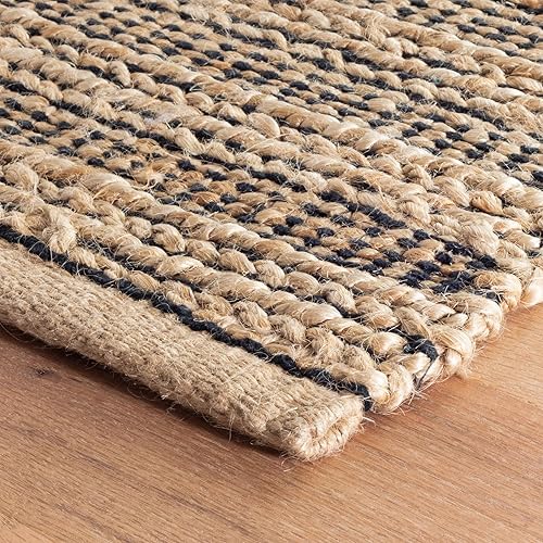 Miniatura 5 de Dash and Albert Simba - Alfombra de yute tejida a mano, color negro, 2 x 3 pies, patrón sólido negro