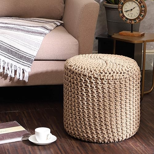 Miniatura 10 de REDEARTH - Puf otomano con cubierta tejida en puntada de cable